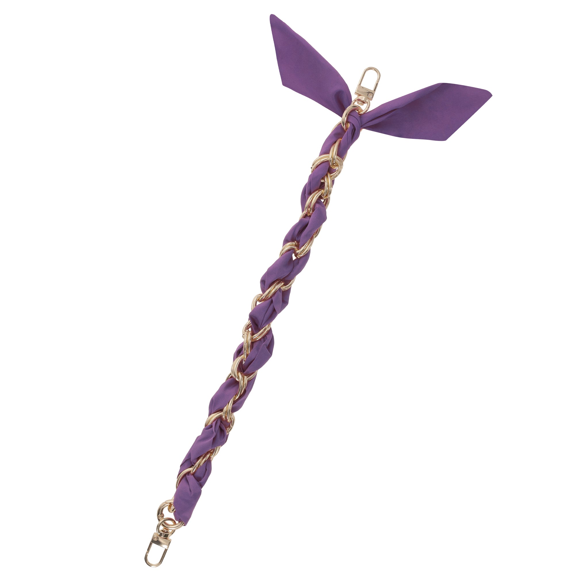 Luxury Gold Chain Wrist Strap with Purple Silk Satin Scarf - Adjustable for 16mm & 18mm Canes - Perfect for Walking Sticks, Fashion Accessories & Mobility Aids