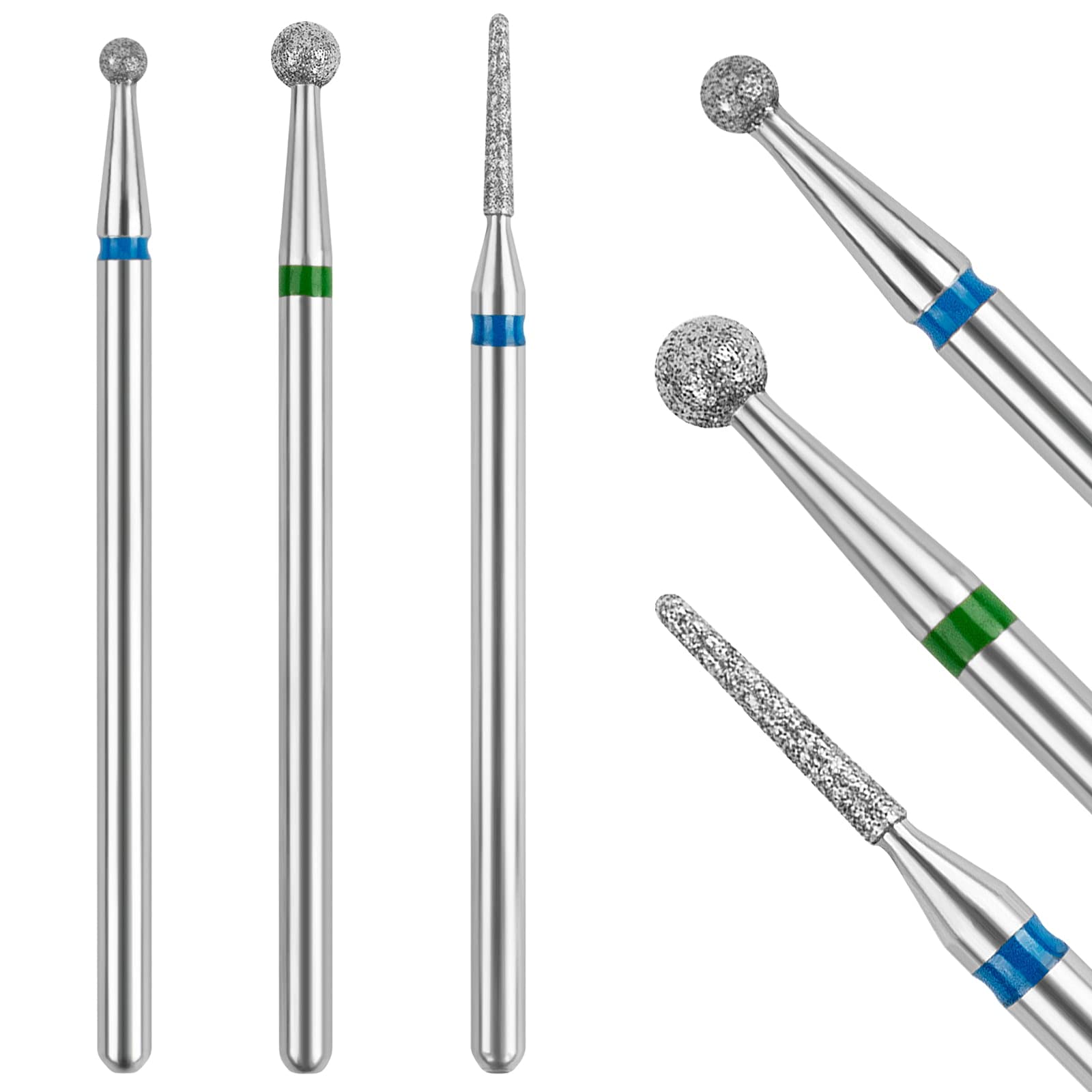 Diamond Cuticle Drill Bits for Nails - 3pcs 3/32'' Electric Nail File Machine Pedicure Tools - Perfect for Salon & Home Manicure/Pedicure