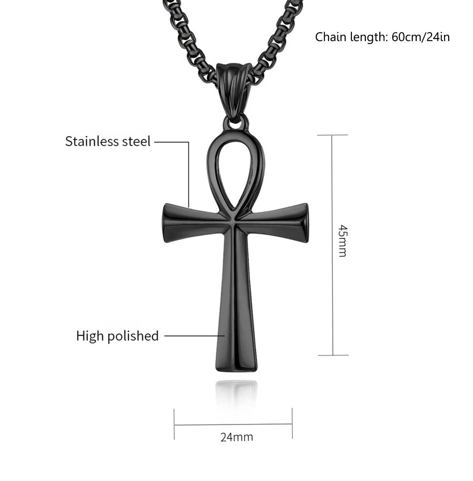 Stainless Steel Ankh Cross Pendant Necklace for Men & Women - Egyptian Symbol Jewelry for Everyday Wear, Gifts & Spiritual Protection