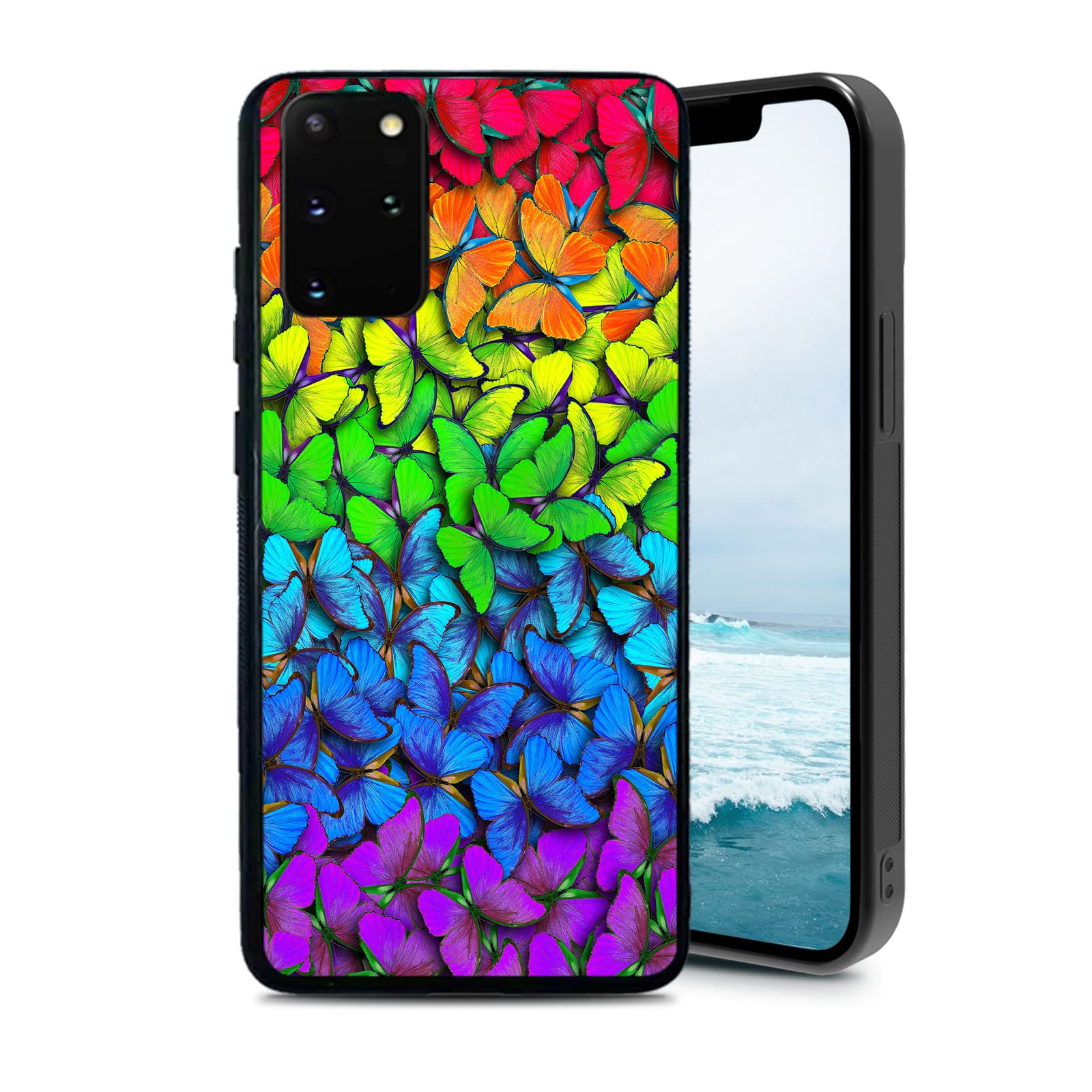 Shockproof Butterfly UV Printed Phone Case for Samsung Galaxy S20 Plus (6.7 Inch) - Purple Blue Christmas Gift Protective Cover for Women & Men | Perfect for Everyday Use, Travel & Holiday Gifting