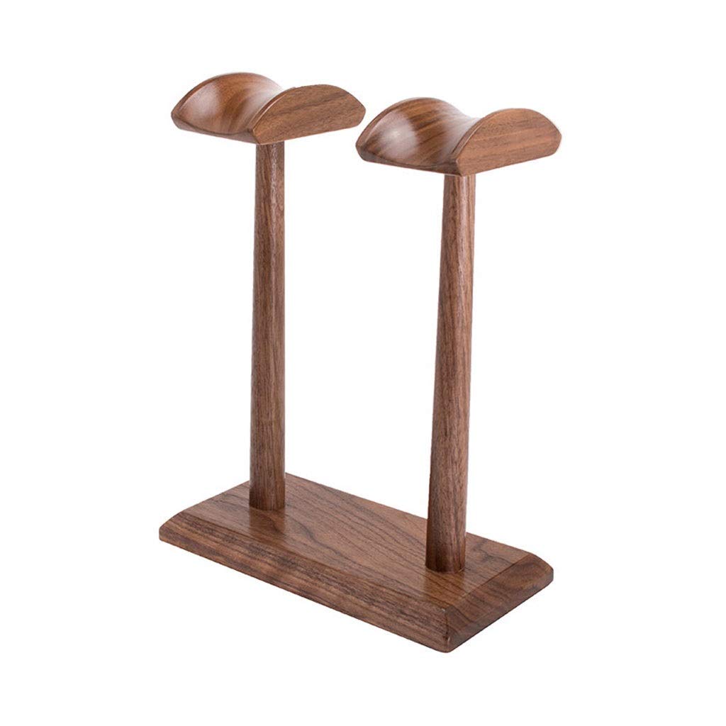Premium Walnut Wood Headphone Stand - Dual Headset Hanger & Display Shelf | Space-Saving Headphone Holder for Gaming, Office & Home Organization (Wooden Headphone Dock)