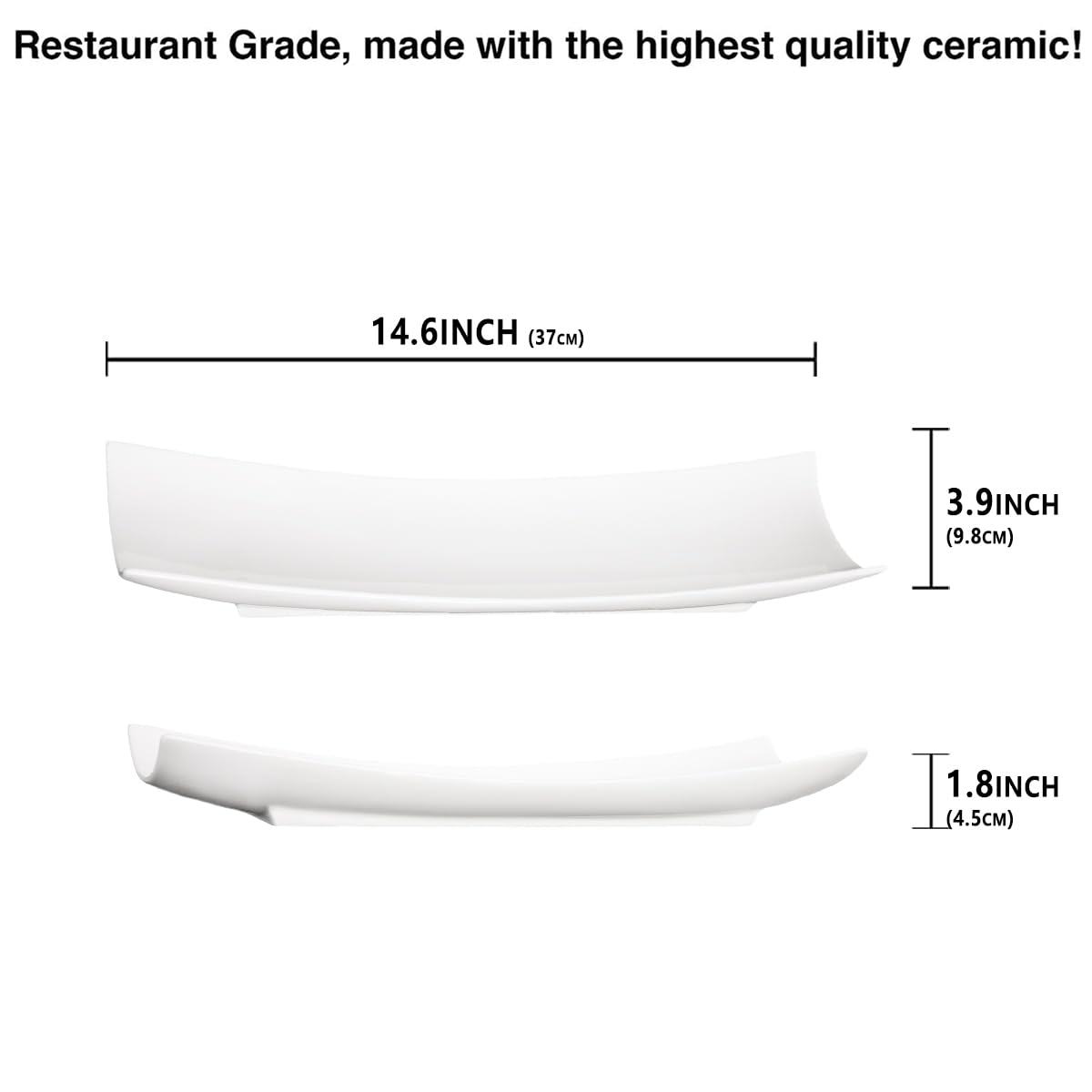 White Porcelain Olive Canoe Plate Set of 4 – Large 14.6 Inch Chip-Resistant Ceramic Serving Tray for Snacks, Appetizers & Condiments – Dishwasher Safe – Perfect for Entertaining, Dinner Parties & Home Decor