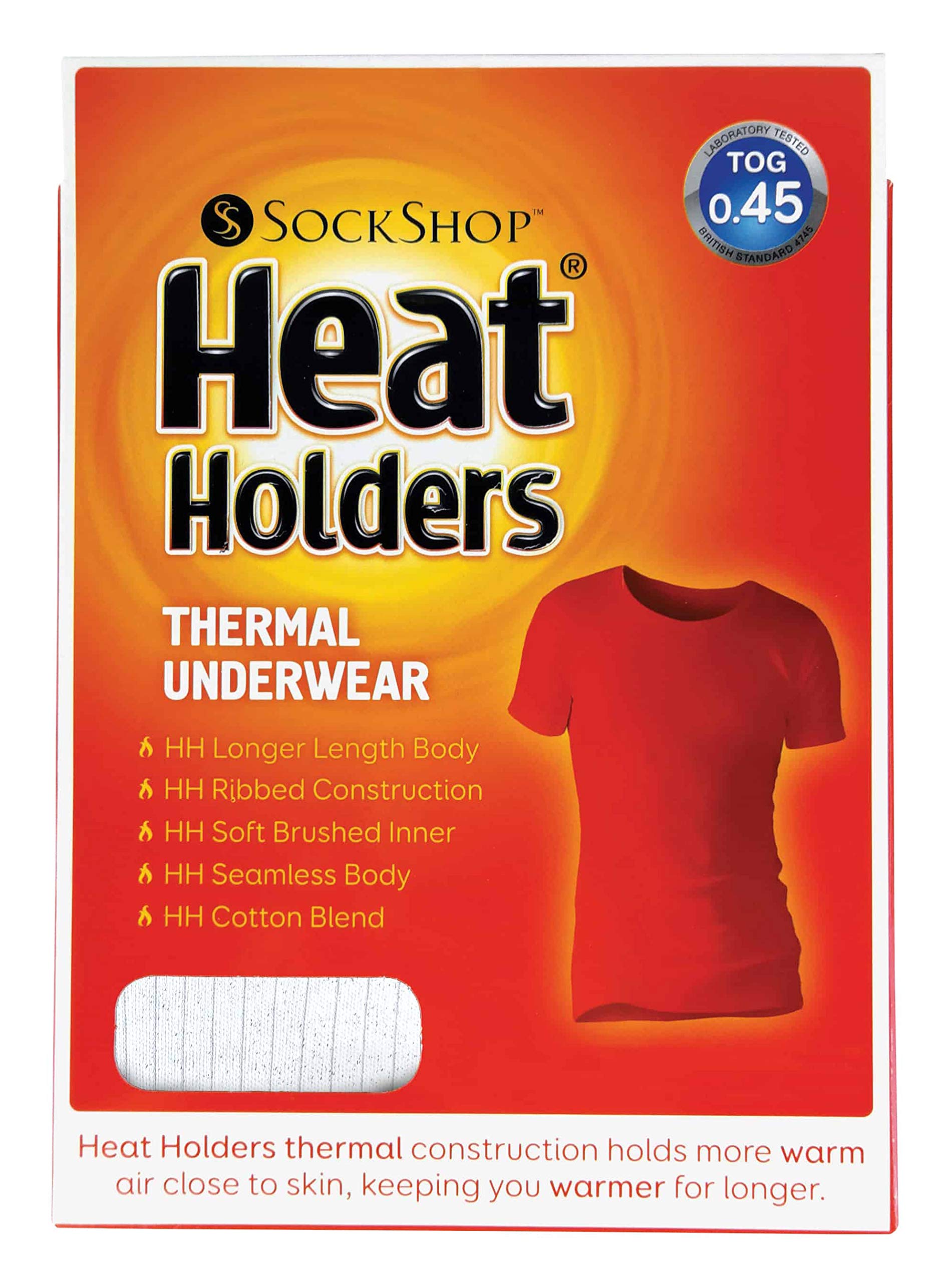 Heat Holders Men's Thermal Underwear - Winter Warm Cotton Short Sleeve T-Shirt Vest for Cold Weather & Outdoor Activities