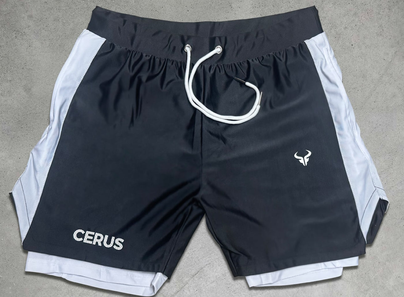 Cerus Black Vita 2-in-1 Running Shorts for Men - Moisture Wicking Athletic Gym Shorts with Built-in Liner - Perfect for Workouts, Jogging & Outdoor Activities