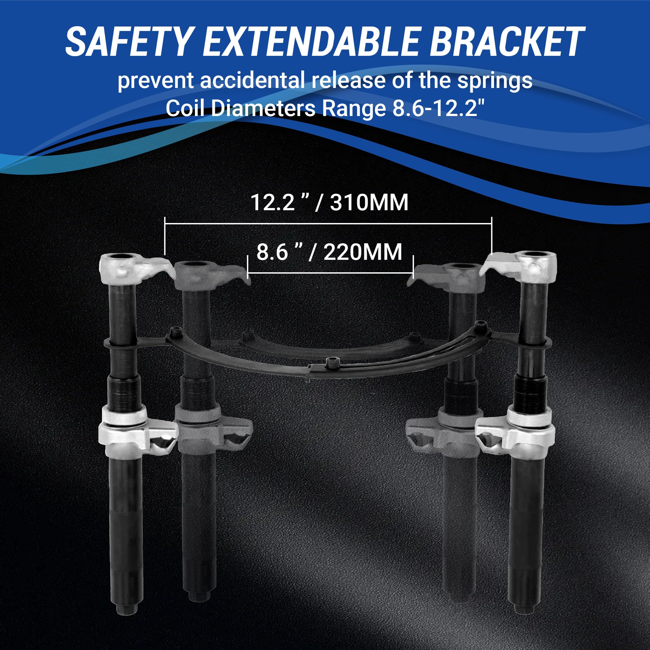 Heavy Duty MacPherson Strut Spring Compressor Tool Set - 2425LB Capacity Coil Spring Compressor with Extendable Bracket for Car, Truck, ATV & UTV - Perfect for DIY Auto Repair, Suspension Maintenance and Garage Use