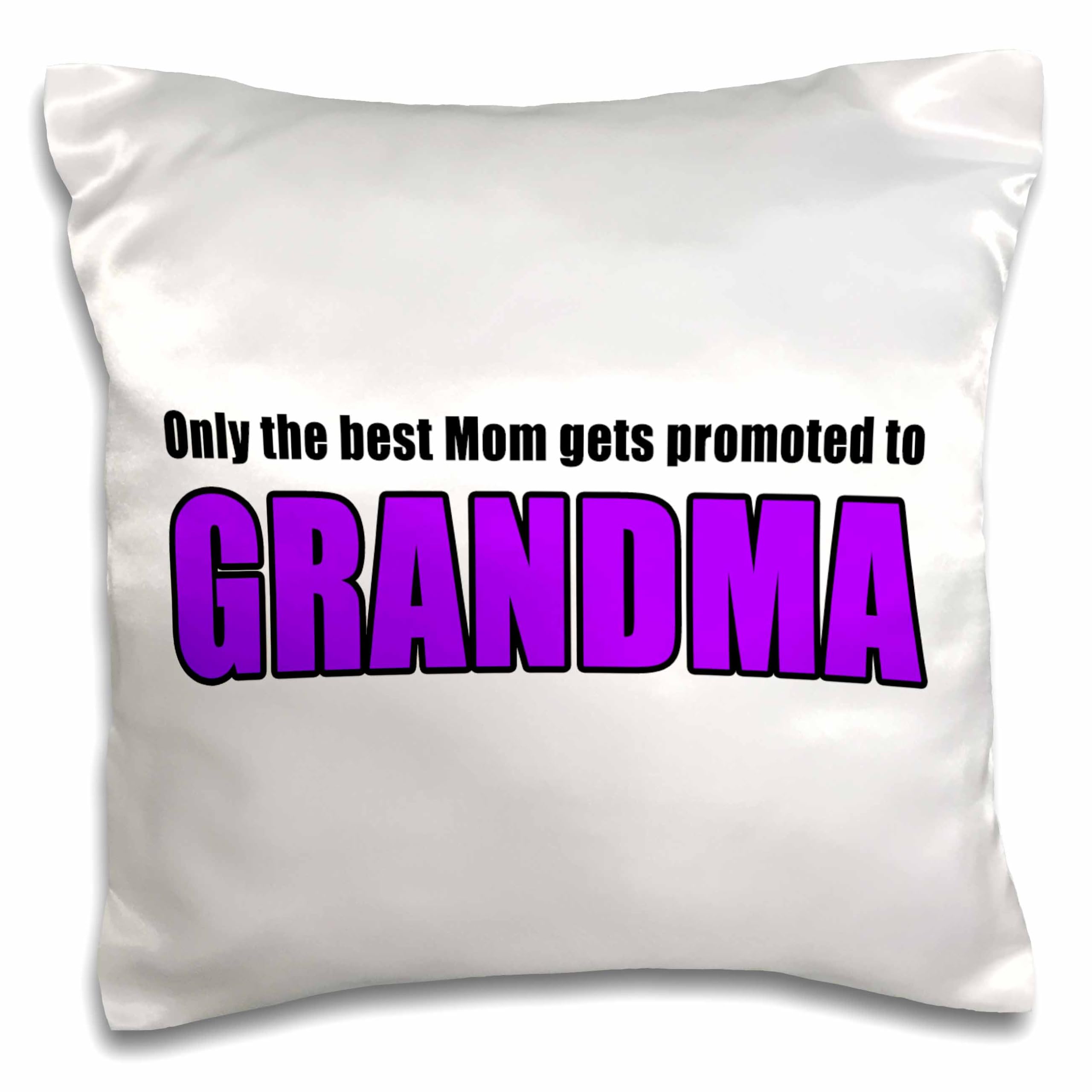 3dRose Only The Best Mom Gets Promoted to Grandma Purple Pillow Case - 16x16 Inch Decorative Throw Pillow Cover for Mother's Day, Grandparents Day & Family Gifts - Perfect for Living Room, Bedroom & Nursery Decor