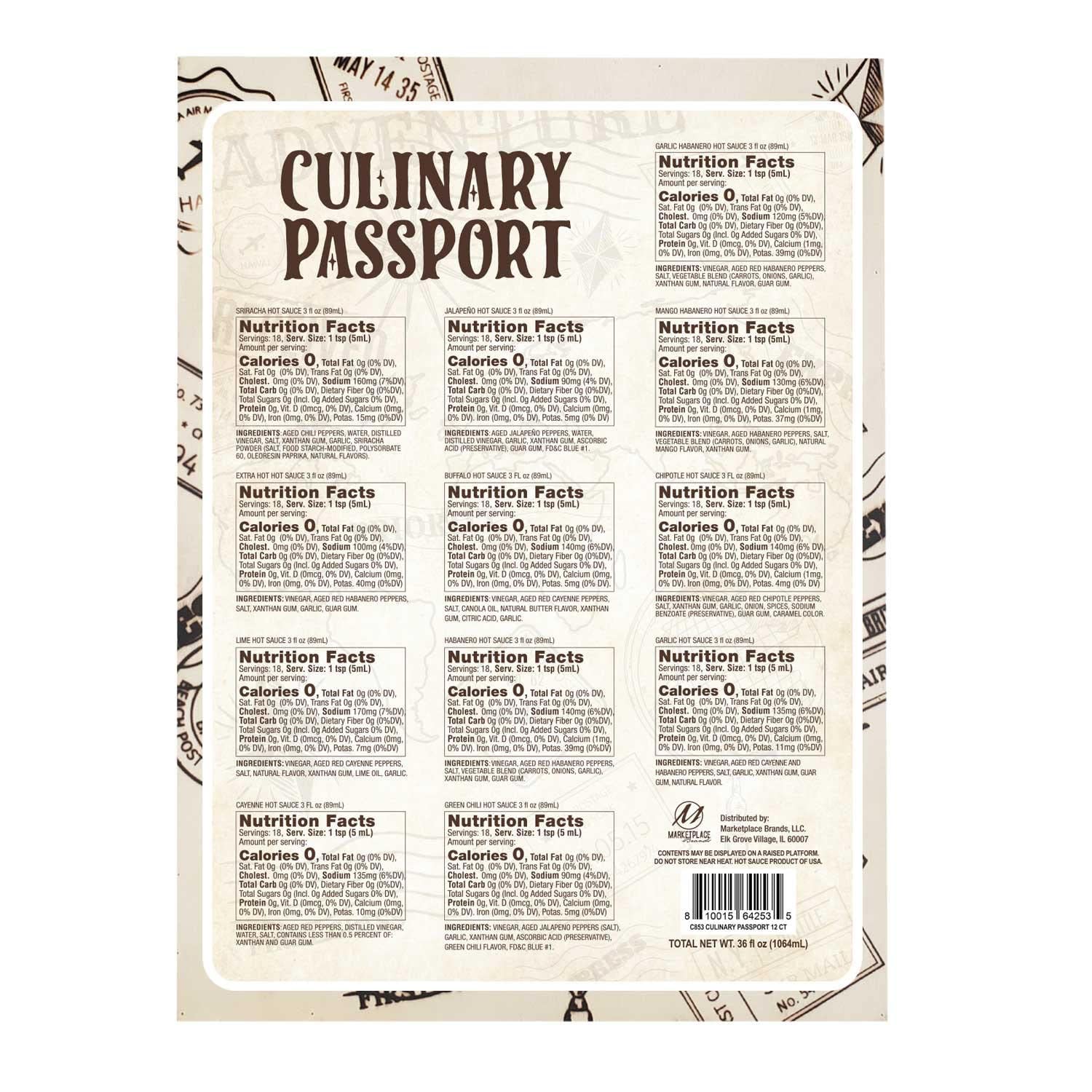 Hot Sauce Variety Pack - Culinary Passport Collection (12 Bottles, 36oz Total) | Gourmet Spicy Sauces for Tacos, Wings & BBQ | Perfect for Home Cooking & Gifts