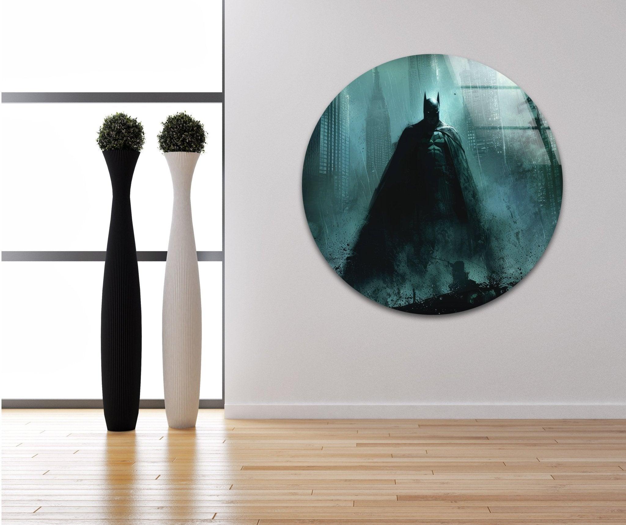 Batman Gotham City Glass Wall Art - Stunning Superhero Decor for Home & Office - Perfect for Living Room, Bedroom, or Man Cave Display