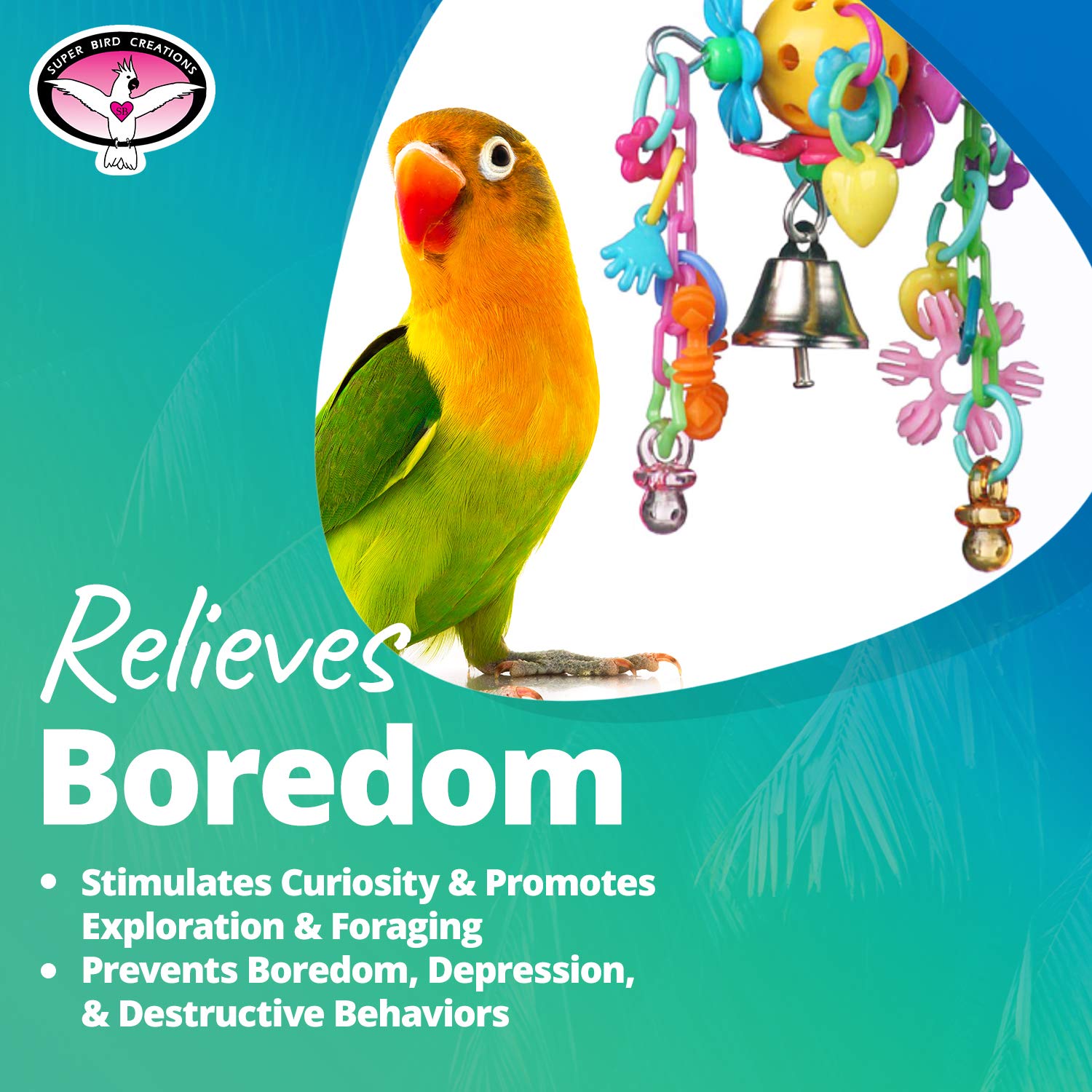 Super Bird Creations SB1088 Birdie Bouquet Toy - Colorful Chewing & Foraging Toy for Parrotlets, Parakeets, Cockatiels - Small/Medium Bird Enrichment Activity (6