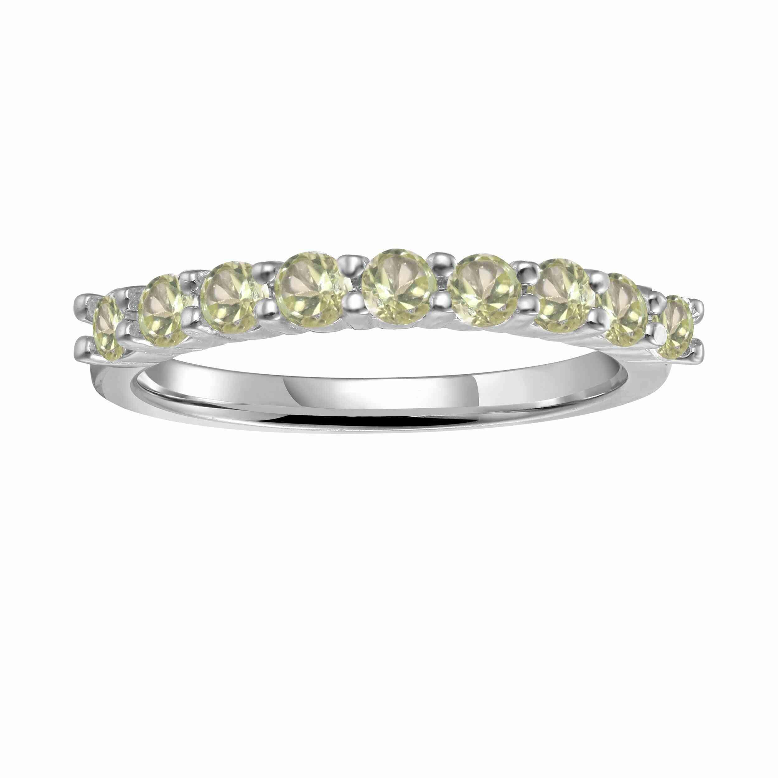 Peridot Half Eternity Ring - 14K Gold or Sterling Silver Stackable Band for Women | Perfect for Anniversary, Birthday Gift & Everyday Wear | Dainty Green Gemstone Jewelry for Special Occasions