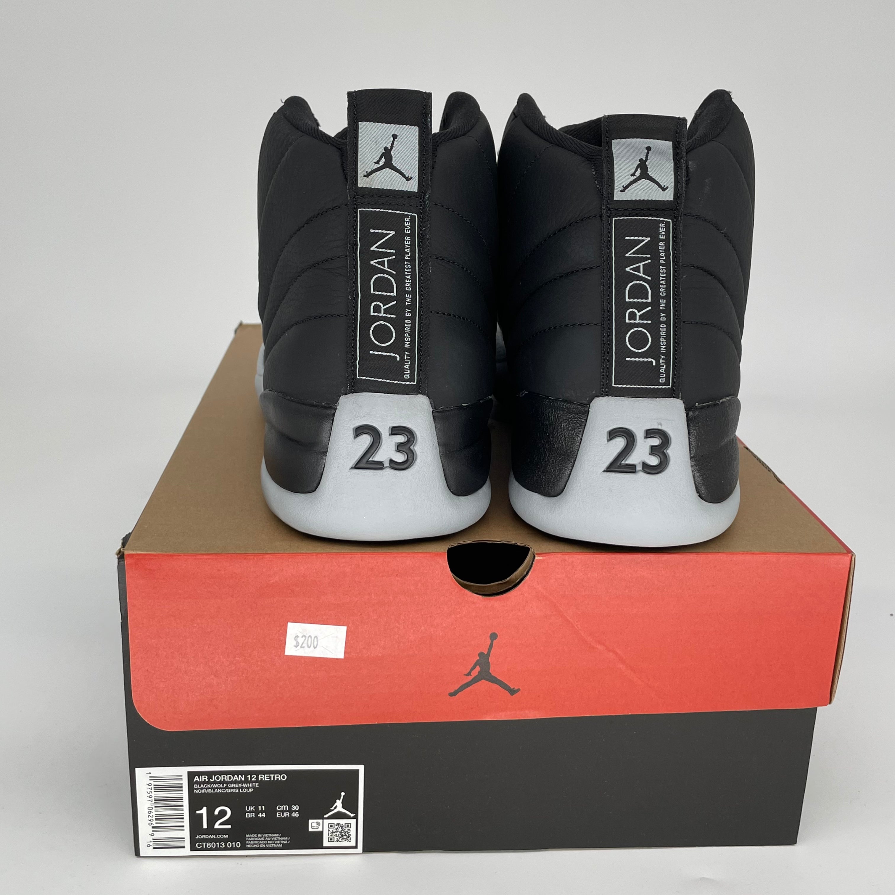 AIR JORDAN 12 BARONS Men's Basketball Shoes Size 12 - Black/White/Gym Red (CT8013-010) | Retro Sneakers for Streetwear & Basketball Games