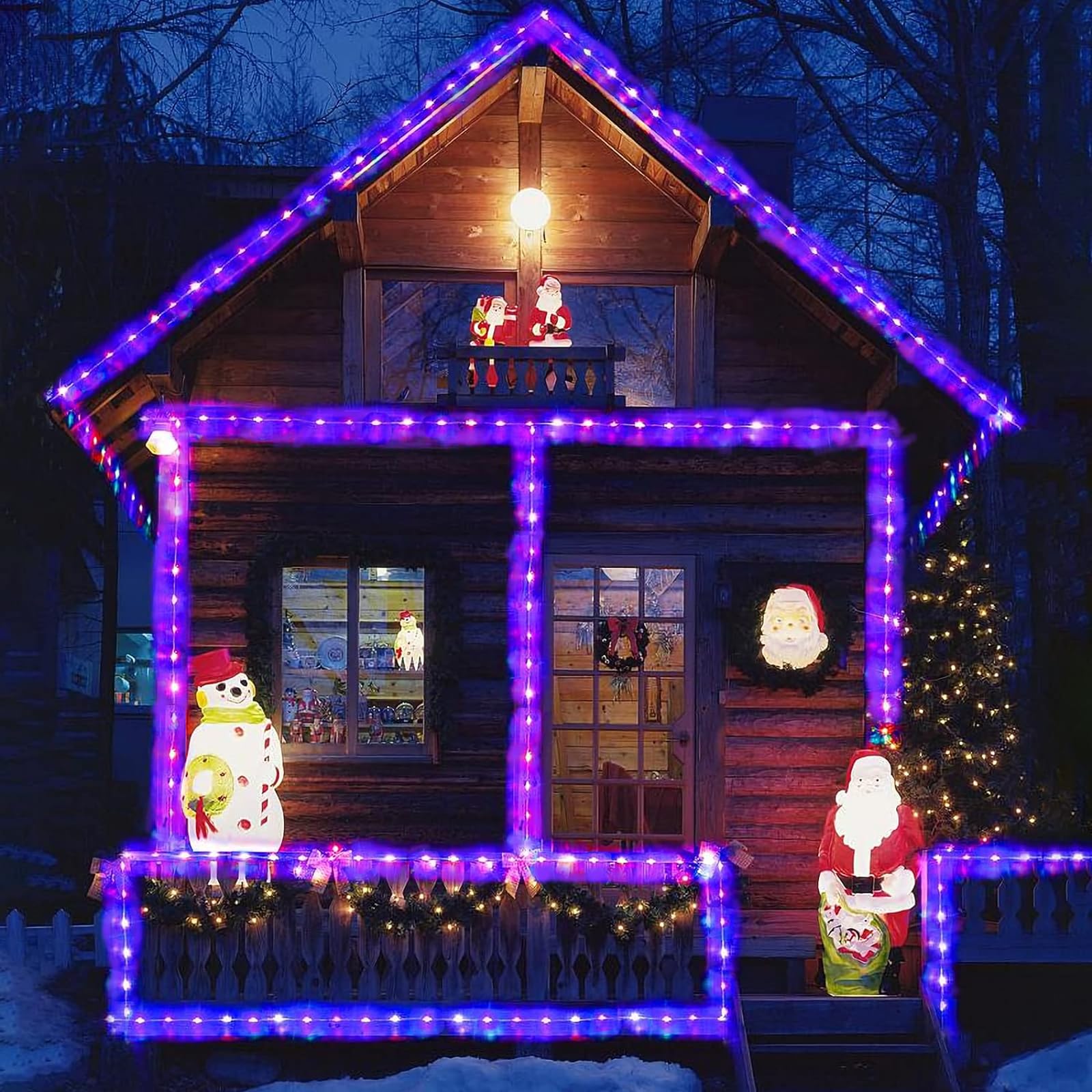 200 LED Solar Rope Lights Outdoor Waterproof - 66ft Purple String Lights with 8 Modes, Clear Thin Tube Fairy Lights for Camping, Fence, Patio, Garden, Trampoline & Deck - Perfect for Backyard Parties & Holiday Decorations
