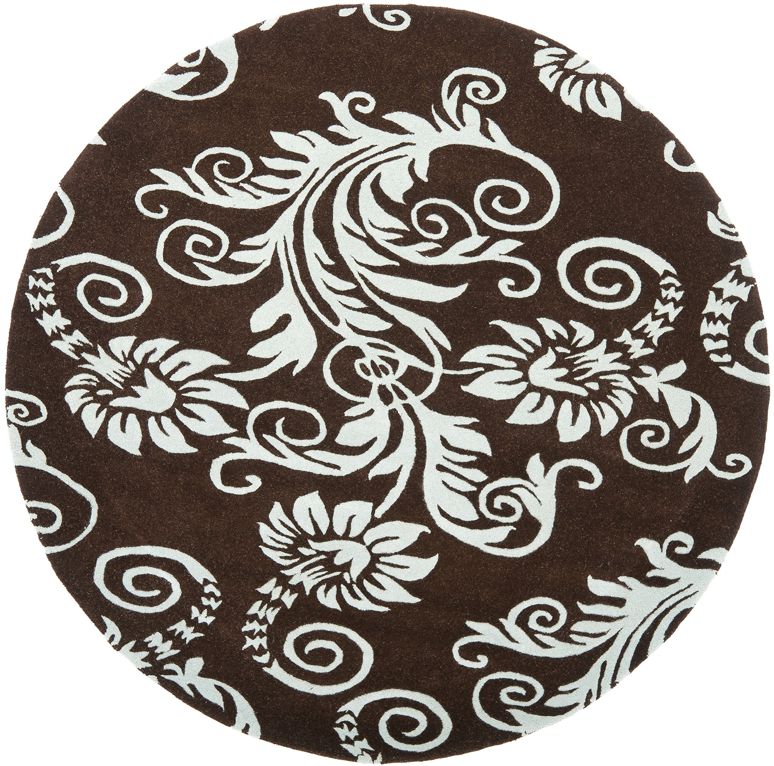 SAFAVIEH Soho Collection 6-Foot Round Brown and Blue Area Rug - Handmade Premium Wool & Viscose - Perfect for Living Room, Bedroom, or Office Decor