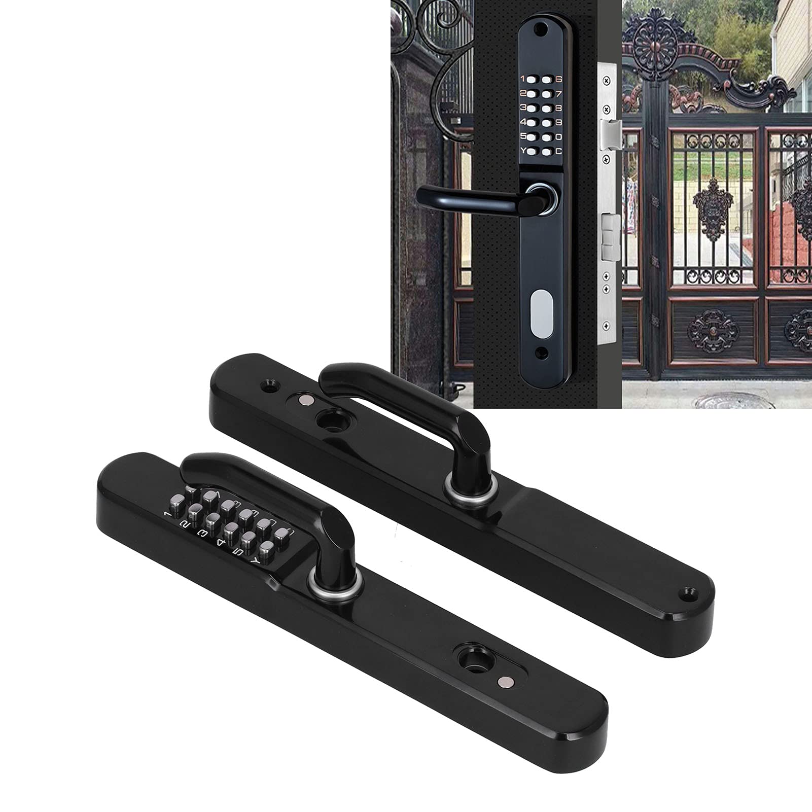 Smart Keyless Entry Door Lock - Outdoor Sunproof Villa Security Lock with Key, Broken Bridge Aluminum & Wrought Iron Design for Home, Courtyard (Black) | Compatible with Smart Doorbell Systems | Perfect for Vacation Homes, Rental Properties & High-Security Areas