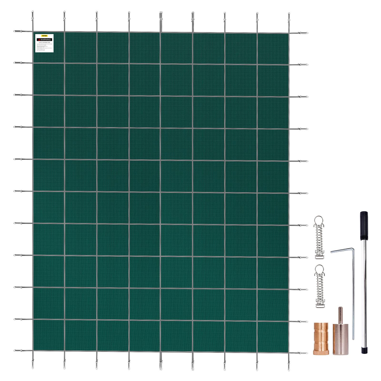 VEVOR 12x24ft Rectangle In-Ground Pool Safety Cover - Heavy Duty Green Mesh Solid Winter Cover for Swimming Pools | Perfect for Winter Protection & Debris Prevention