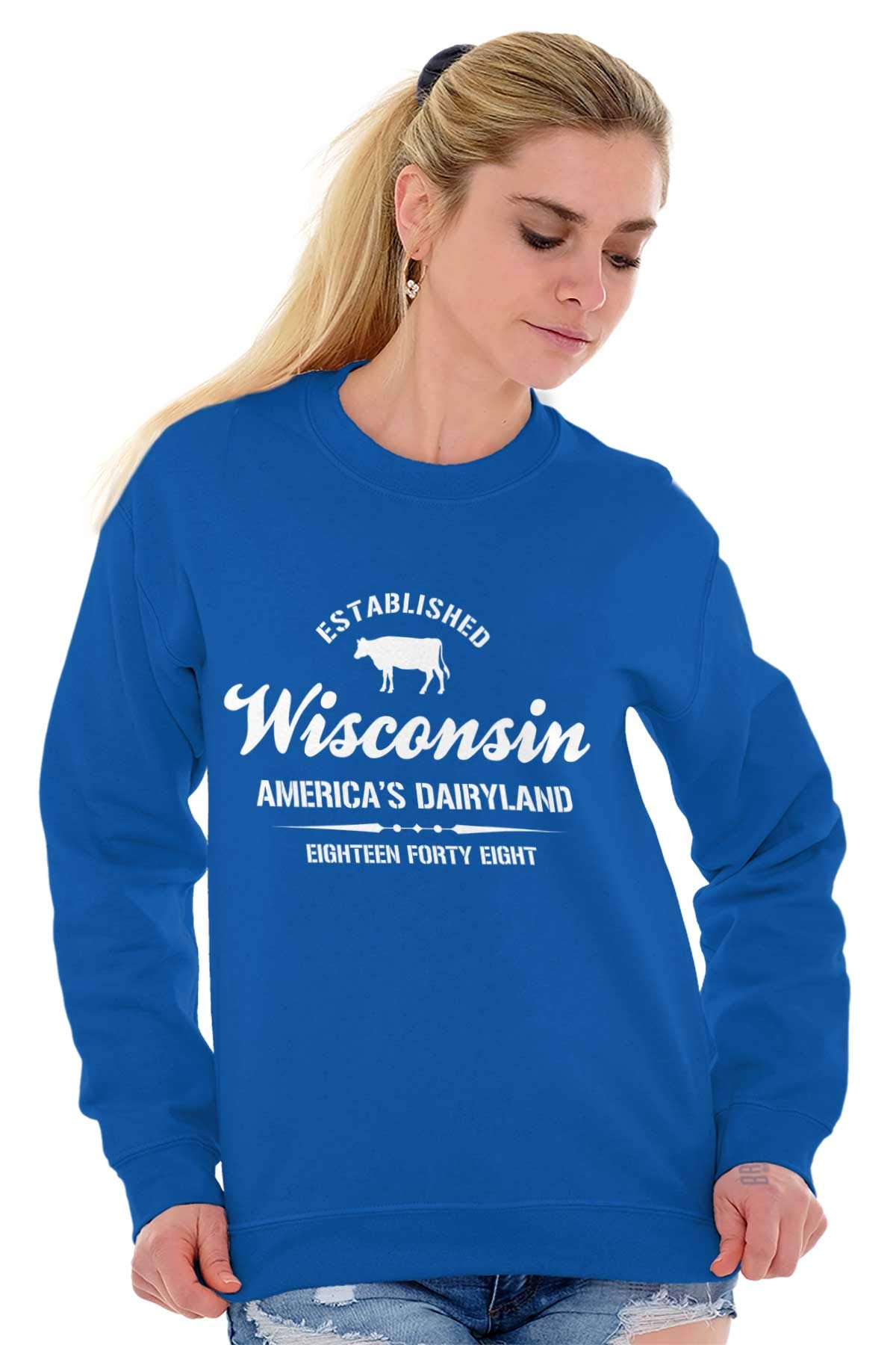Classic Teaze Wisconsin America's Dairyland State Sweatshirt for Men & Women - Comfortable Unisex Pullover for Casual Wear, College Spirit & Wisconsin Pride