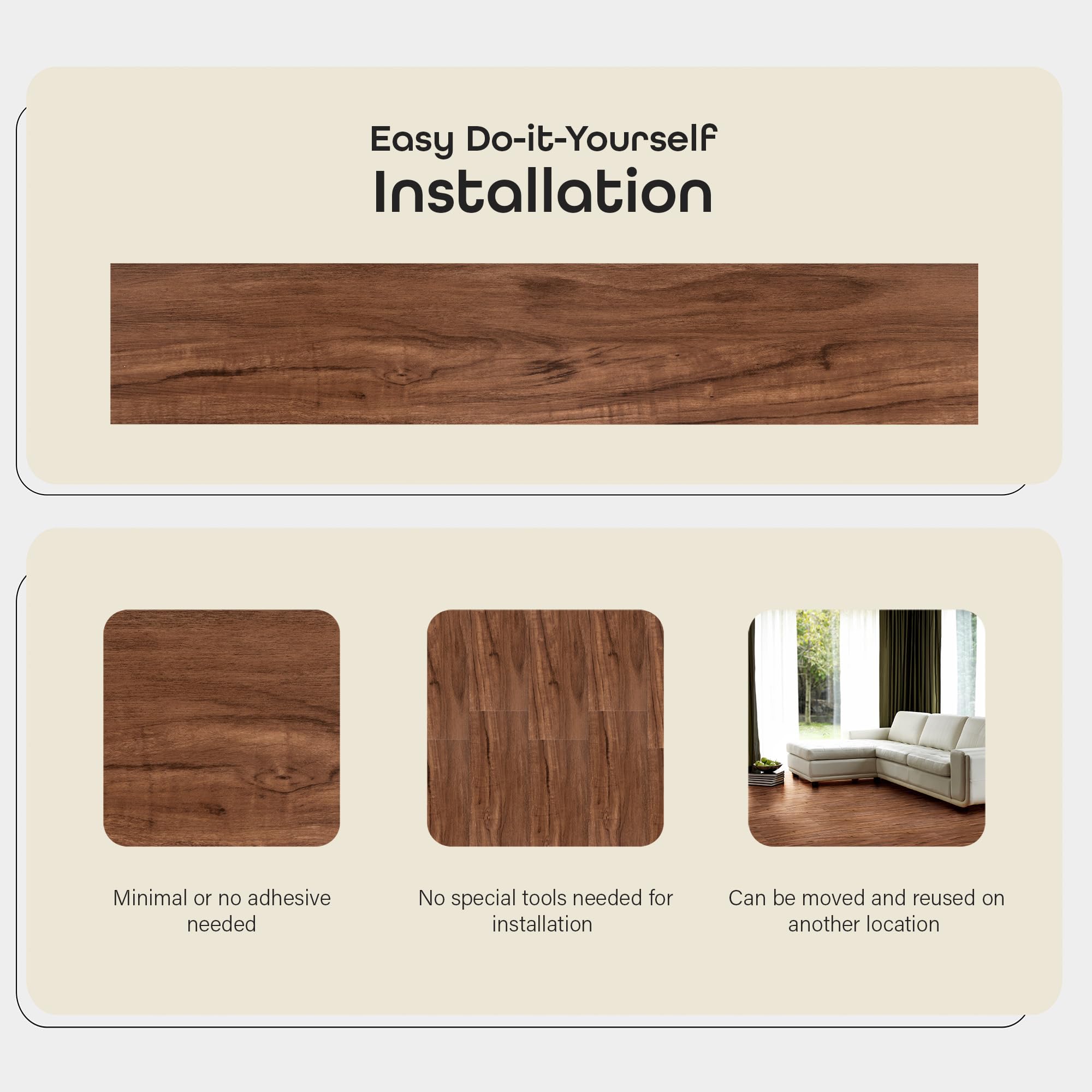 Achim Home Décor Rustic Cherry Looselay Vinyl Plank Flooring - 8 Planks (9