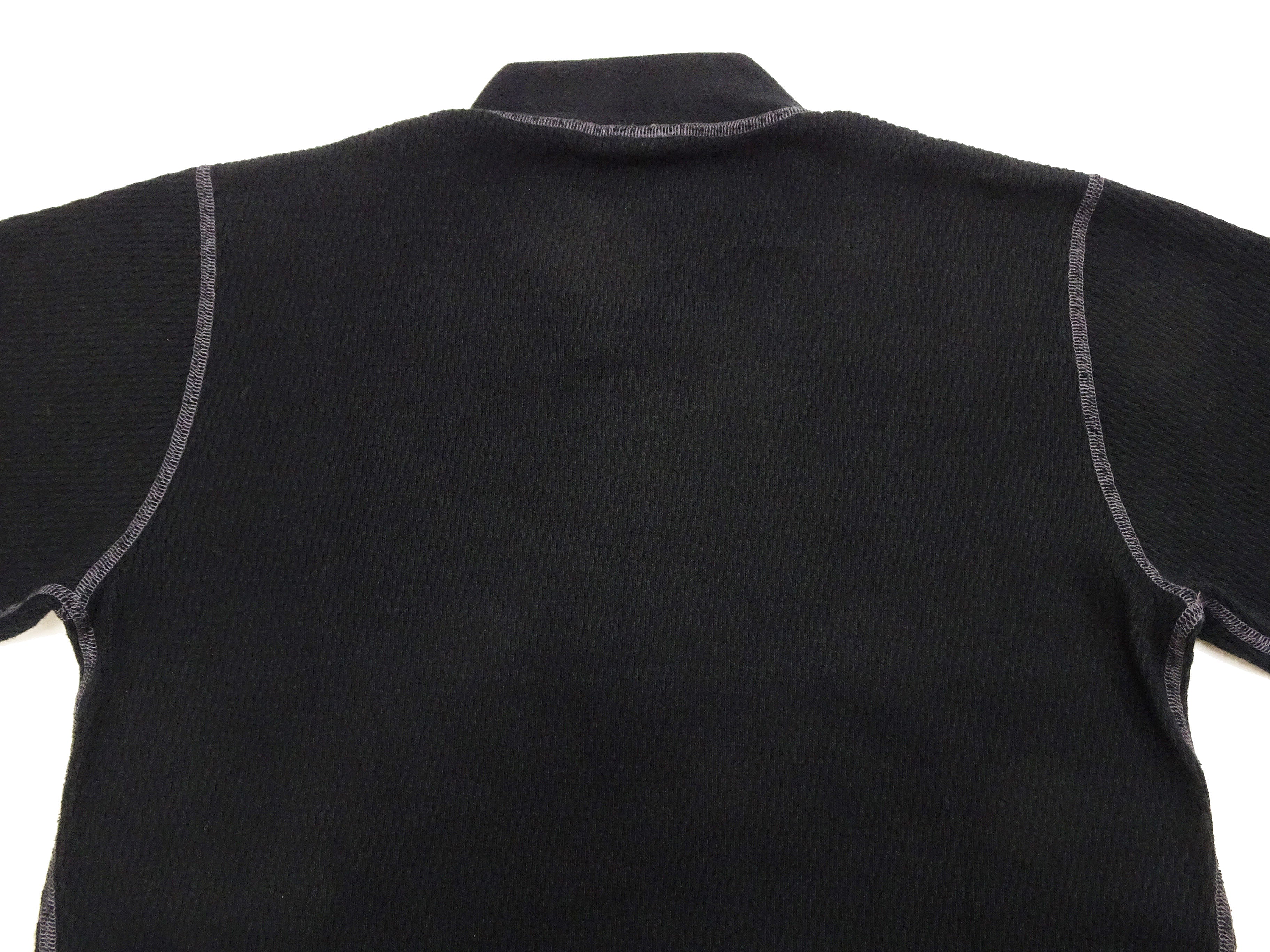 Buzz Rickson Men's Heavyweight Waffle Knit Thermal Henley T-Shirt - Long Sleeve 3-Button Placket Plain Tee (BR68130-119, Black) for Outdoor Work, Camping & Cold Weather Layering