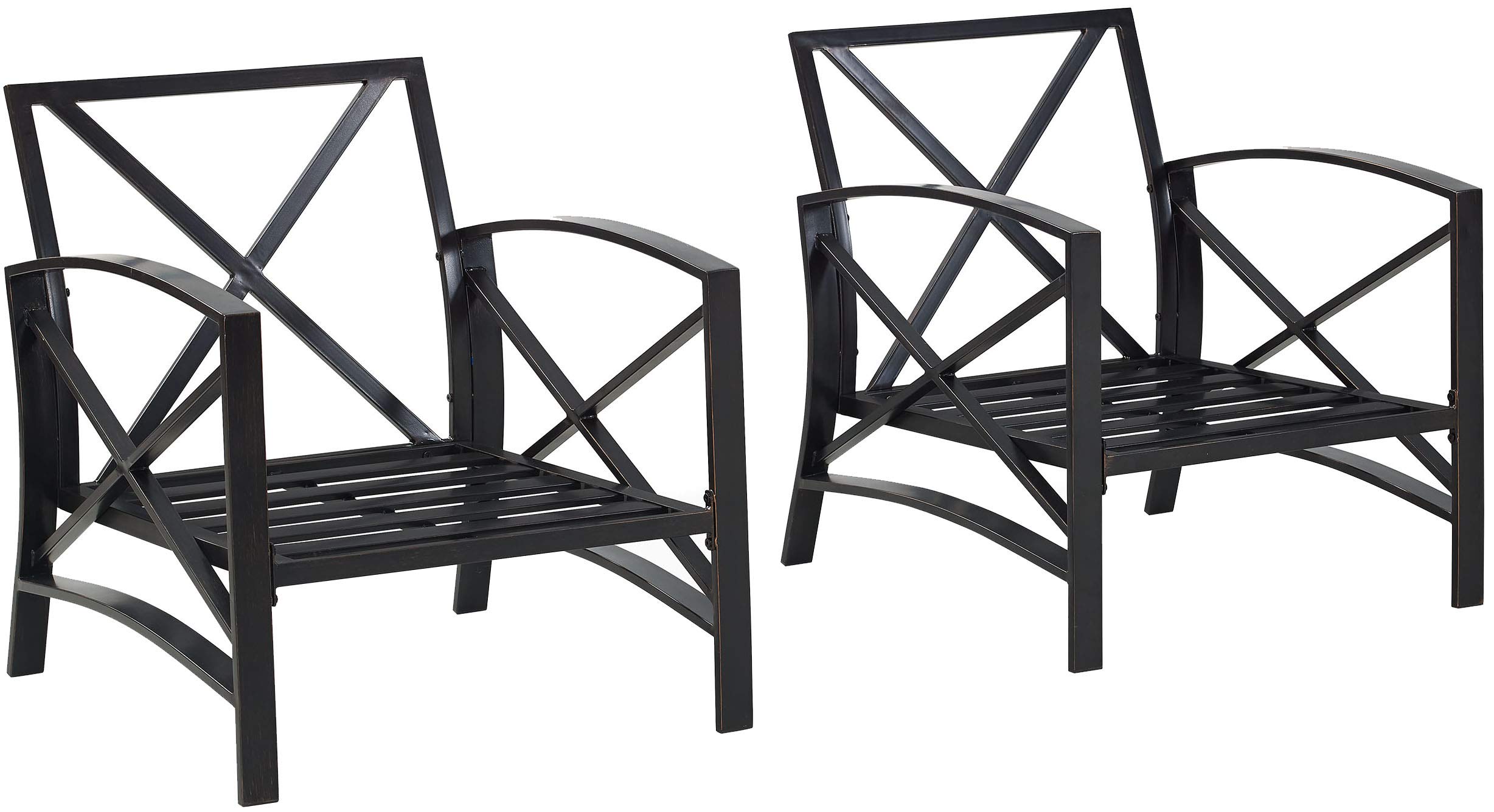 Crosley Furniture Kaplan 2-Piece Outdoor Patio Chair Set - Oiled Bronze with Mist Cushions - Perfect for Conversation Areas, Porch, Deck, Balcony & Garden Relaxation
