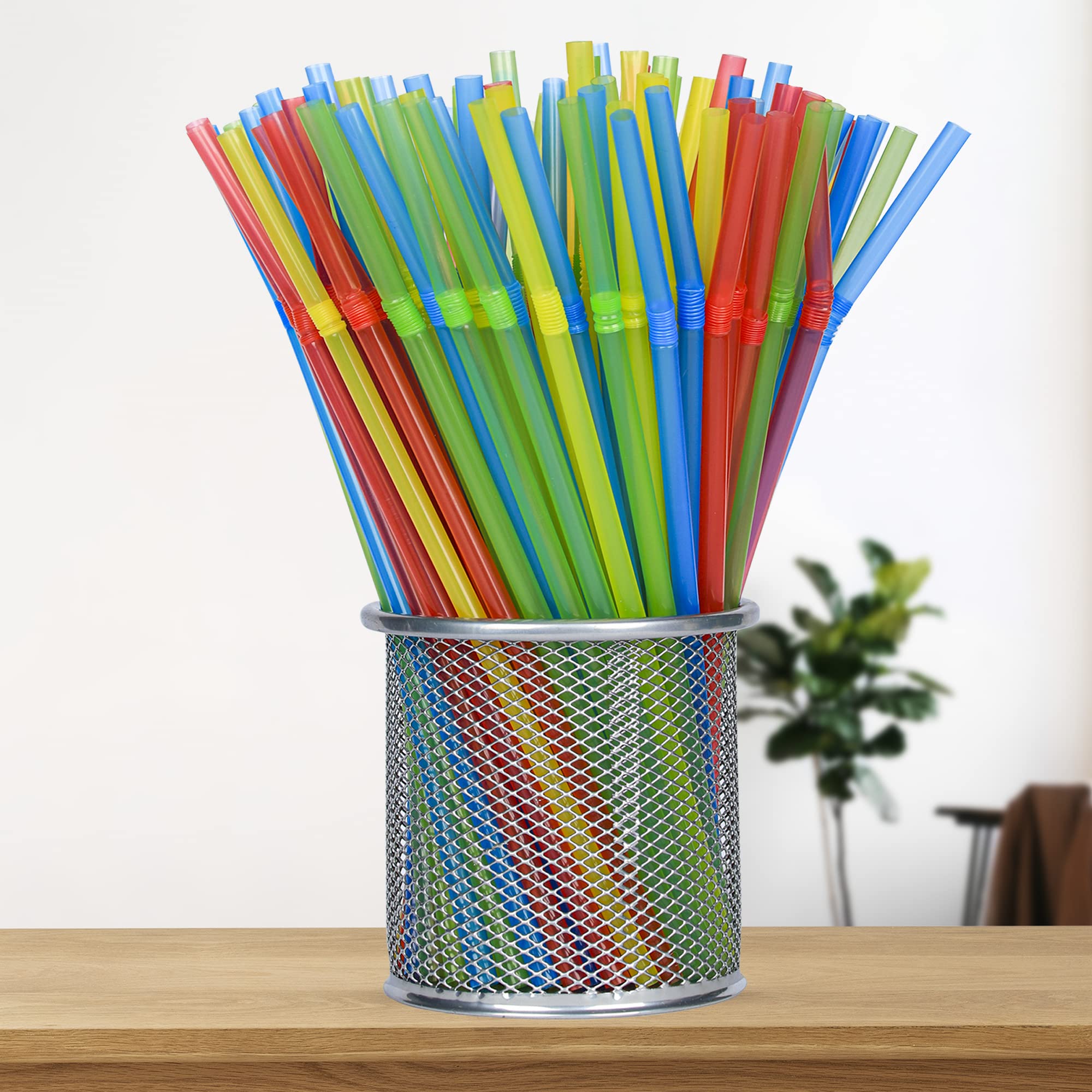 Rizzor 200x Reusable Bendy Straws - Colorful Neon Drinking Straws for Kids, Juice, Milkshakes | Eco-Friendly, Flexible & Durable | Perfect for Parties, Smoothies, Cocktails & Home Use