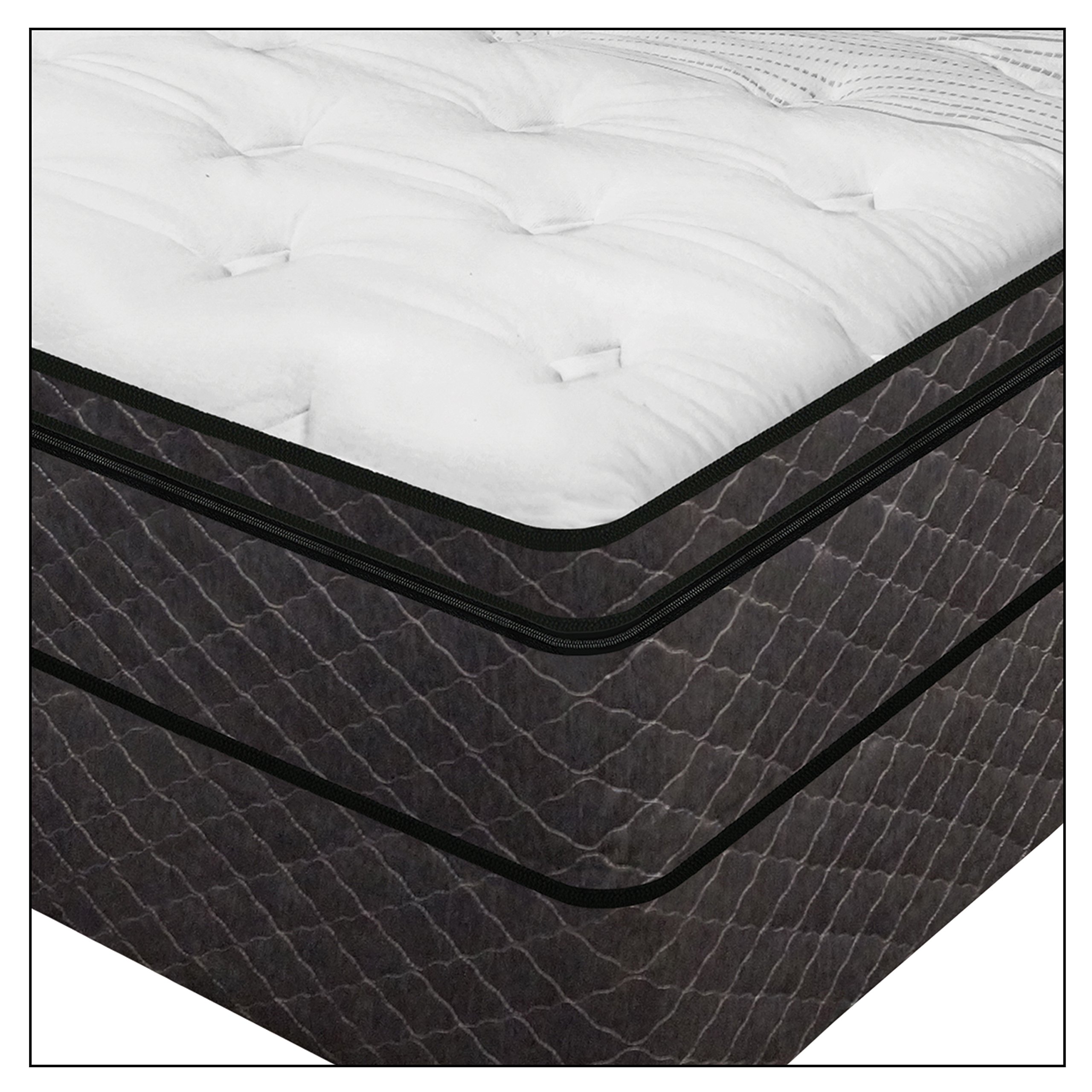 InnoMax Harmony Single Air Chamber Pillow Top Air Mattress - Queen Size, White Top with Grey/Black Slate Side Panels - Comfortable Inflatable Bed for Camping, Guest Room & Home Use