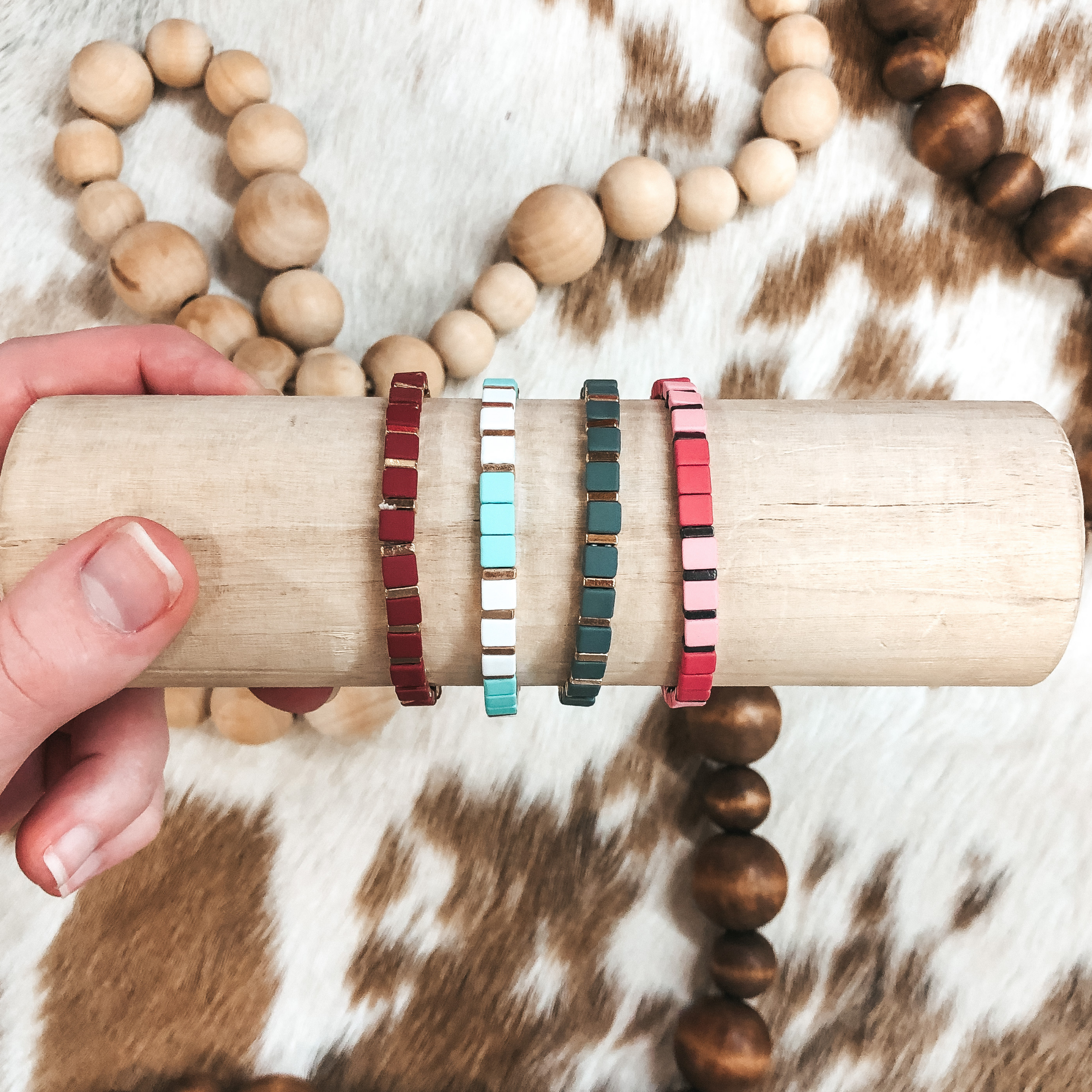 Matte Skinny Square Bracelet in Pink - Minimalist Dainty Jewelry for Women - Perfect for Everyday Wear, Office & Casual Outfits