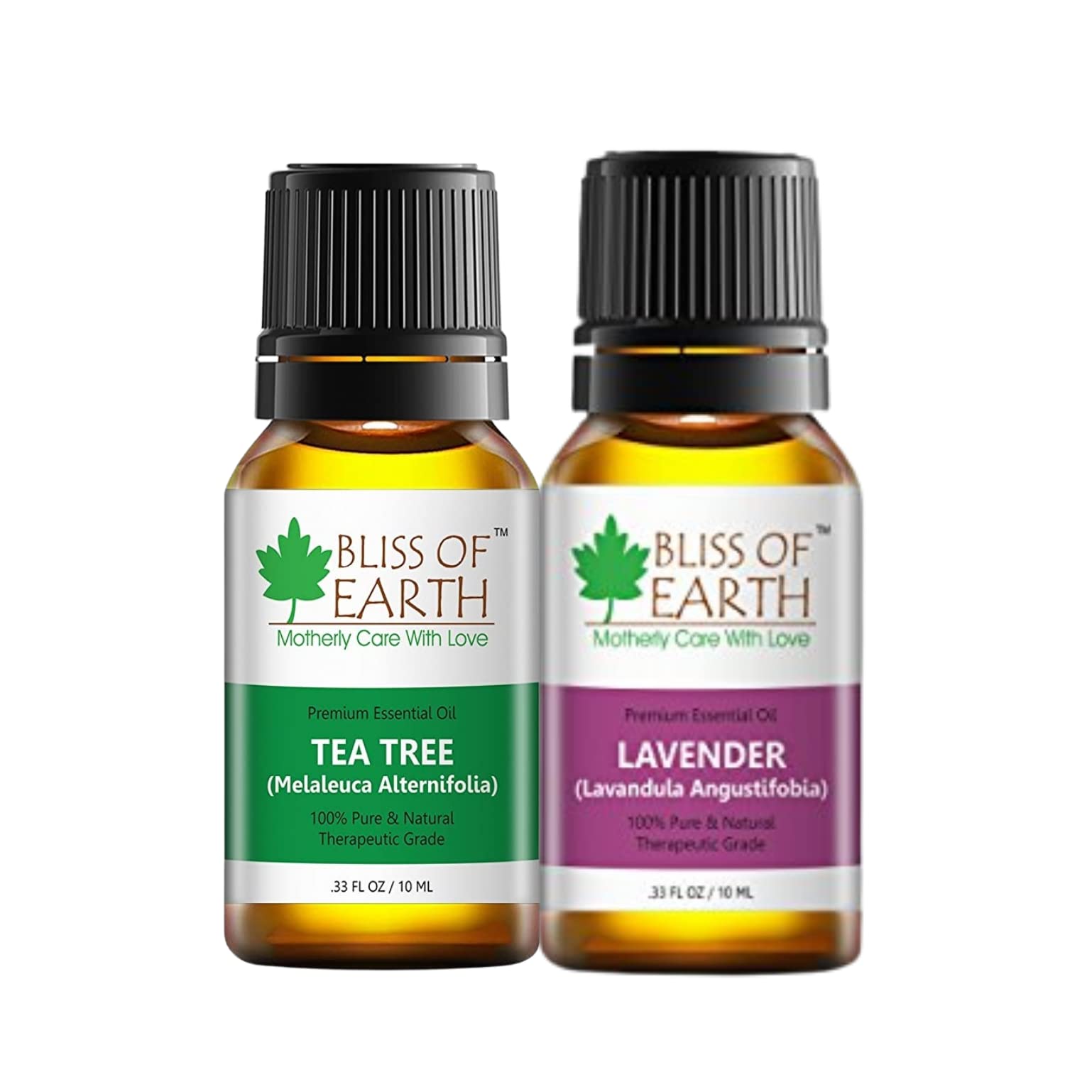 Bliss of Earth® 100% Pure Tea Tree & Lavender Essential Oil Set (10ml x 2) - Natural Mosquito & Bug Repellent for Skin, Hair & Aromatherapy - Perfect for Home, Travel & Outdoor Activities
