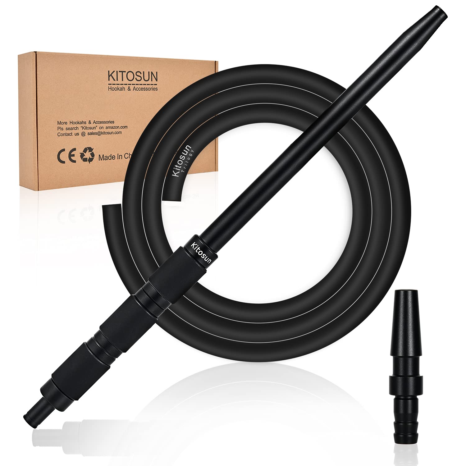 Kitosun Hookah Hose - Auto-Seal Silicone Hose with Aluminum Handle (2 Pack) for Smooth Smoking Experience