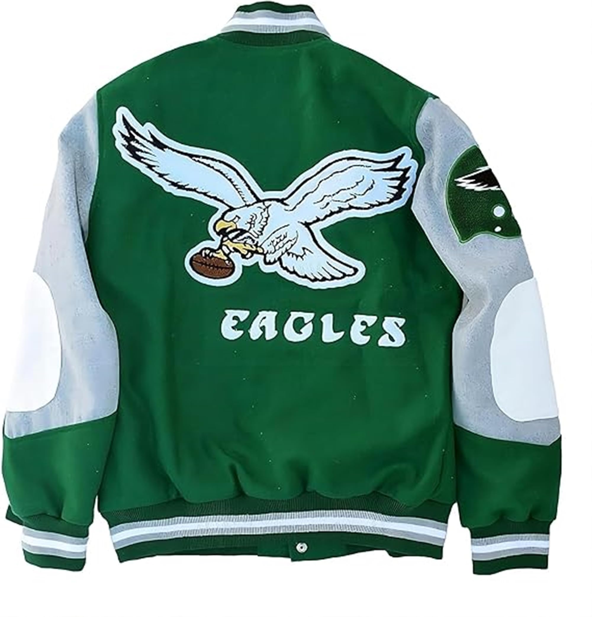Princess Diana Wool Varsity Jacket - Vintage 90s Green Letterman Jacket with Eagle Embroidery | Women's Fashion Outerwear for Casual Wear, Retro Style & Streetwear Outfits