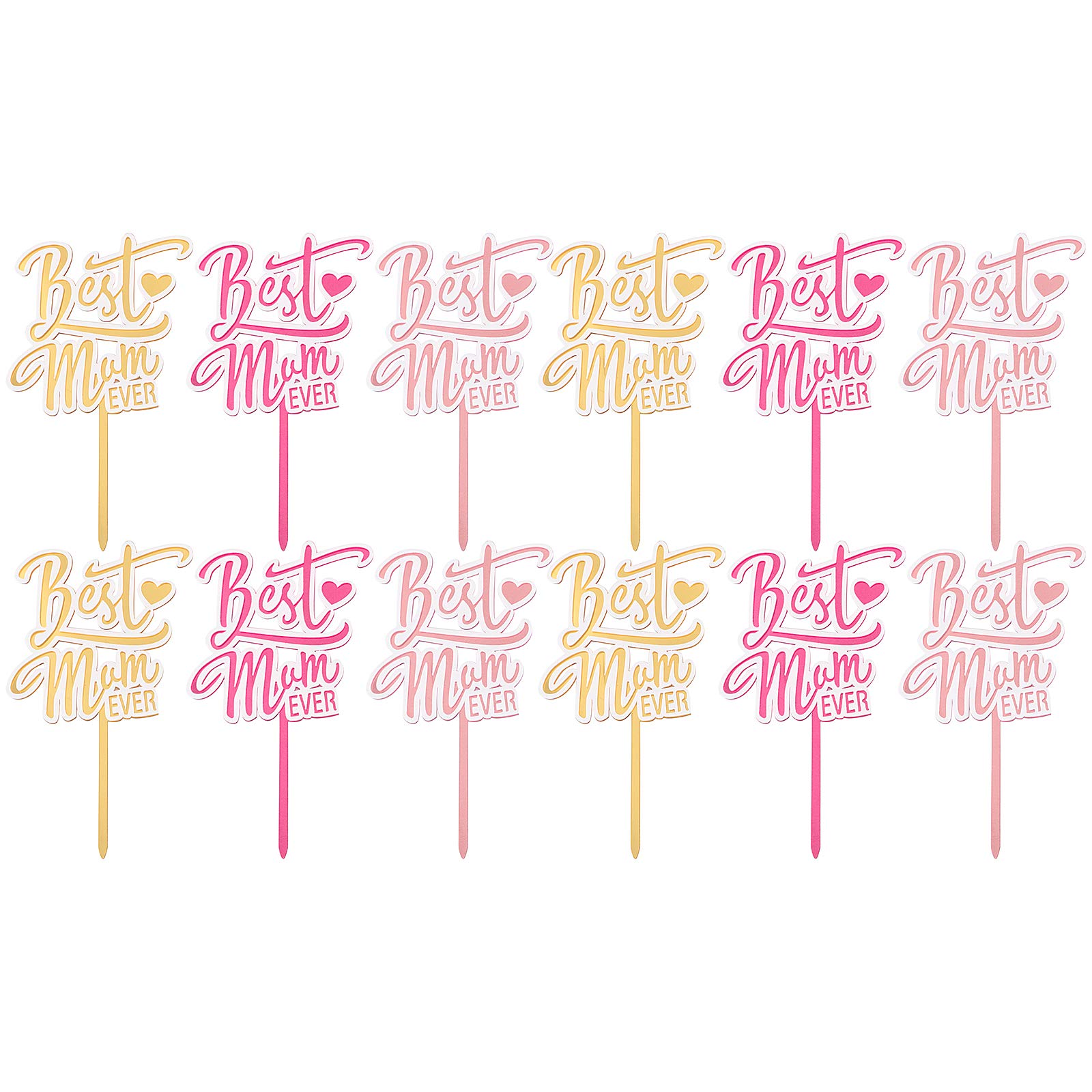 12pcs Creative Mother's Day Acrylic Cake Decorations - Cake Topper Inserts & Greeting Cards for Birthday, Wedding, Baby Shower - Perfect for DIY Baking and Special Occasions