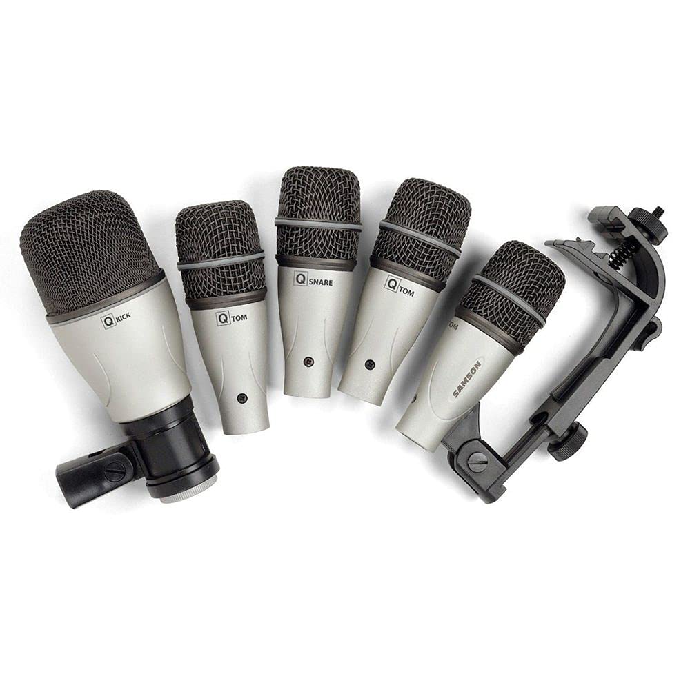 Samson 5-Piece Drum Microphone Kit - Professional Drum Mic Set for Live Performances & Studio Recording - Perfect for Drummers, Bands & Music Producers