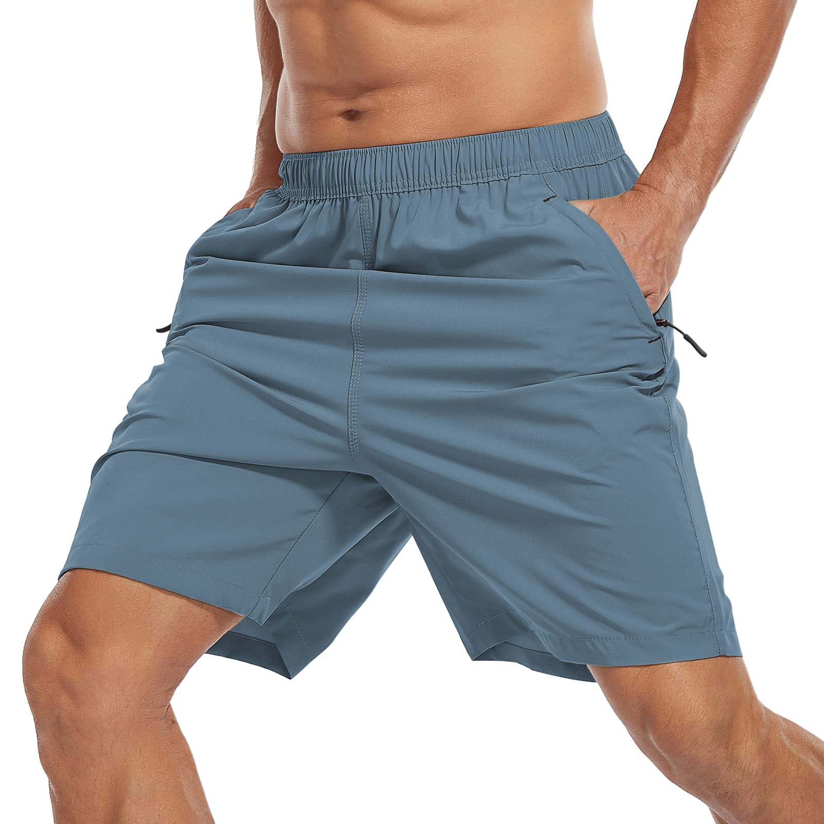 SPOSULEI Men's Quick-Dry Hiking Shorts - Water Resistant Lightweight Athletic Shorts with Zipper Pockets for Outdoor Running, Camping & Summer Activities