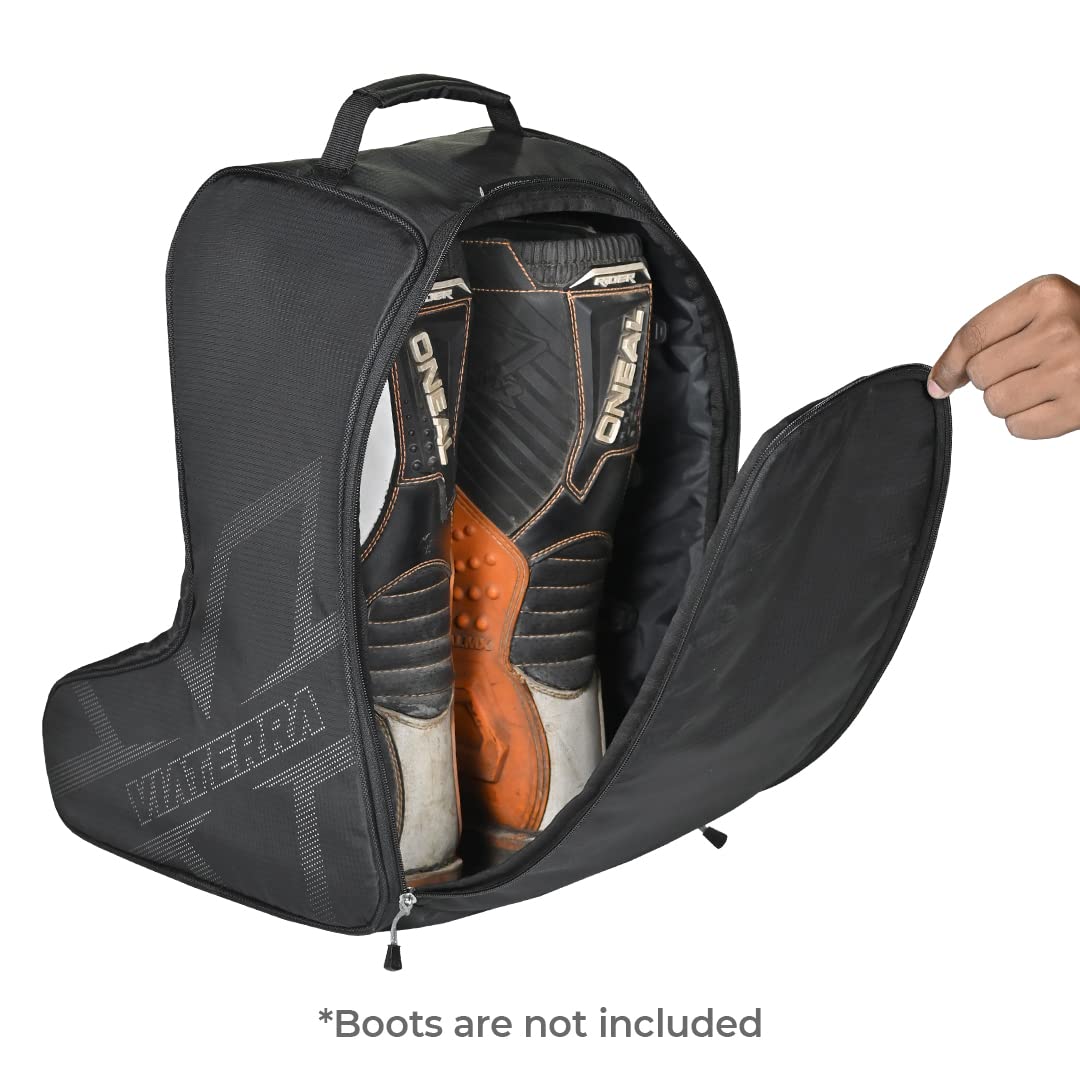 ViaTerra Motorcycle Boot Travel Bag - Waterproof Shoe Storage for Riding & Motocross Boots (2 Sizes) | Perfect for Motorcycle Trips, Racing Events & Gear Organization