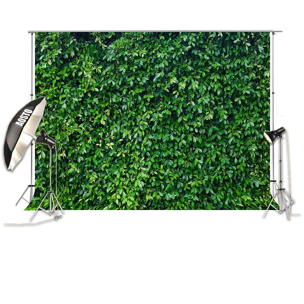 HUAYI 8x6ft Green Grass Leaves Fence Backdrop - Premium Stretch Resistant Econ Vinyl Photo Booth Background for Birthday, Baby Shower, Wedding, Bridal Shower Party Decor - Perfect for Indoor/Outdoor Events & Social Media Photography (FW-2101)