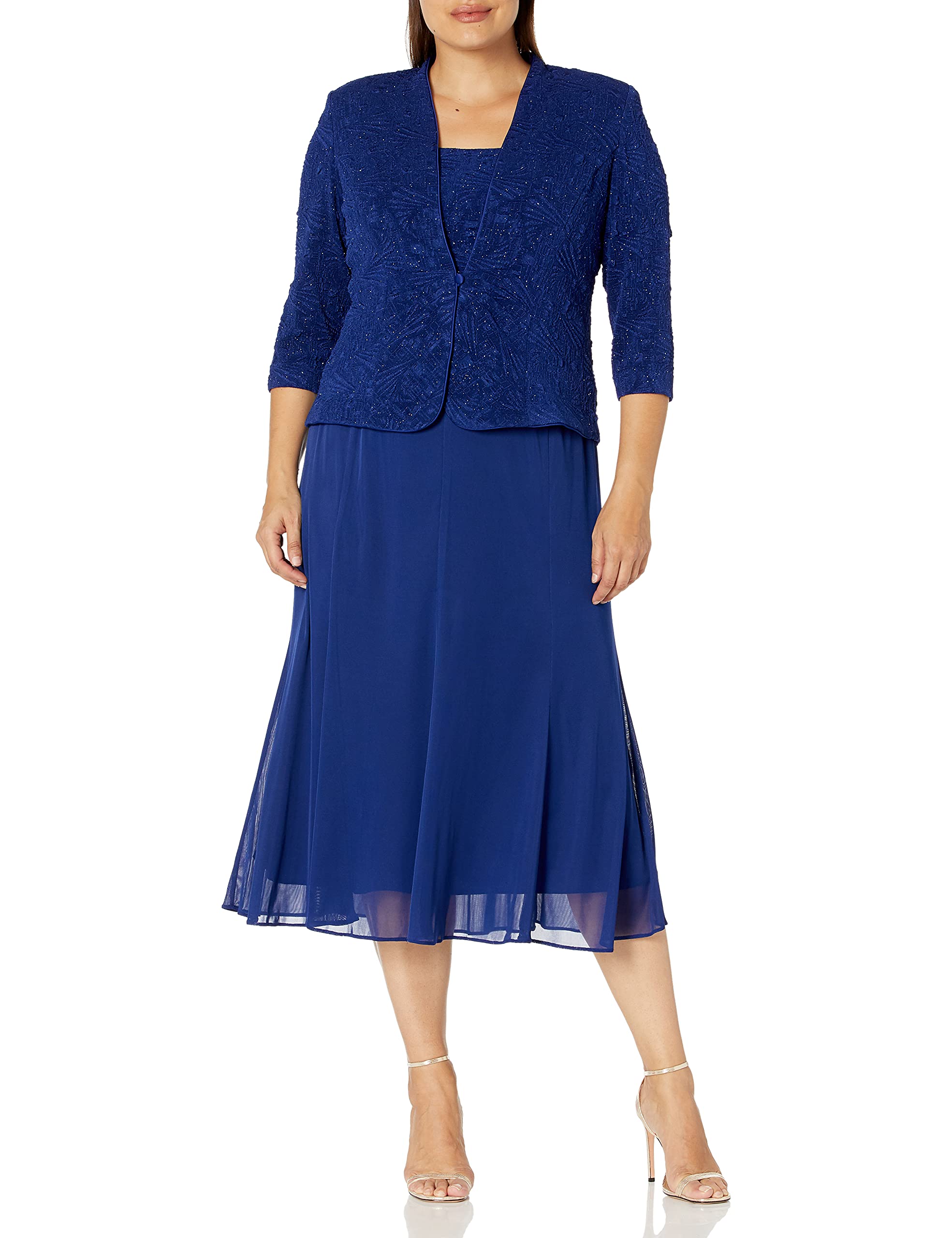 Alex Evenings Women's Tea Length Jacket Dress for Weddings & Formal Events - Petite & Regular Sizes - Elegant Cocktail Attire for Bridal Showers, Evening Parties & Special Occasions