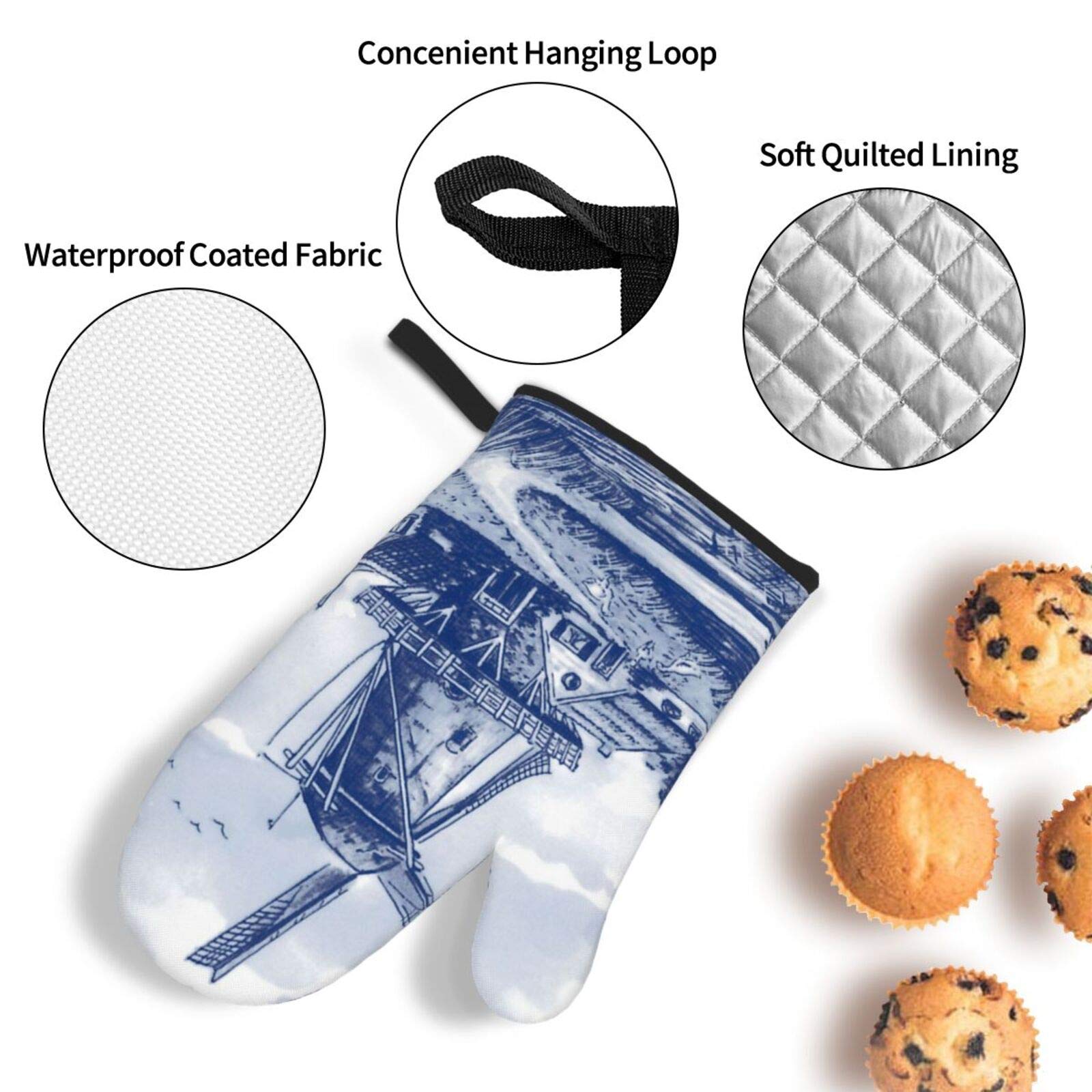 4pcs Heat Resistant Oven Mitts and Pot Holders Set - 500°F Kitchen Gloves for Cooking, Baking, Grilling - Non-Slip BBQ Accessories for Safe Handling Hot Pans & Dishes (Perfect for Home Kitchen, Outdoor BBQ & Camping)