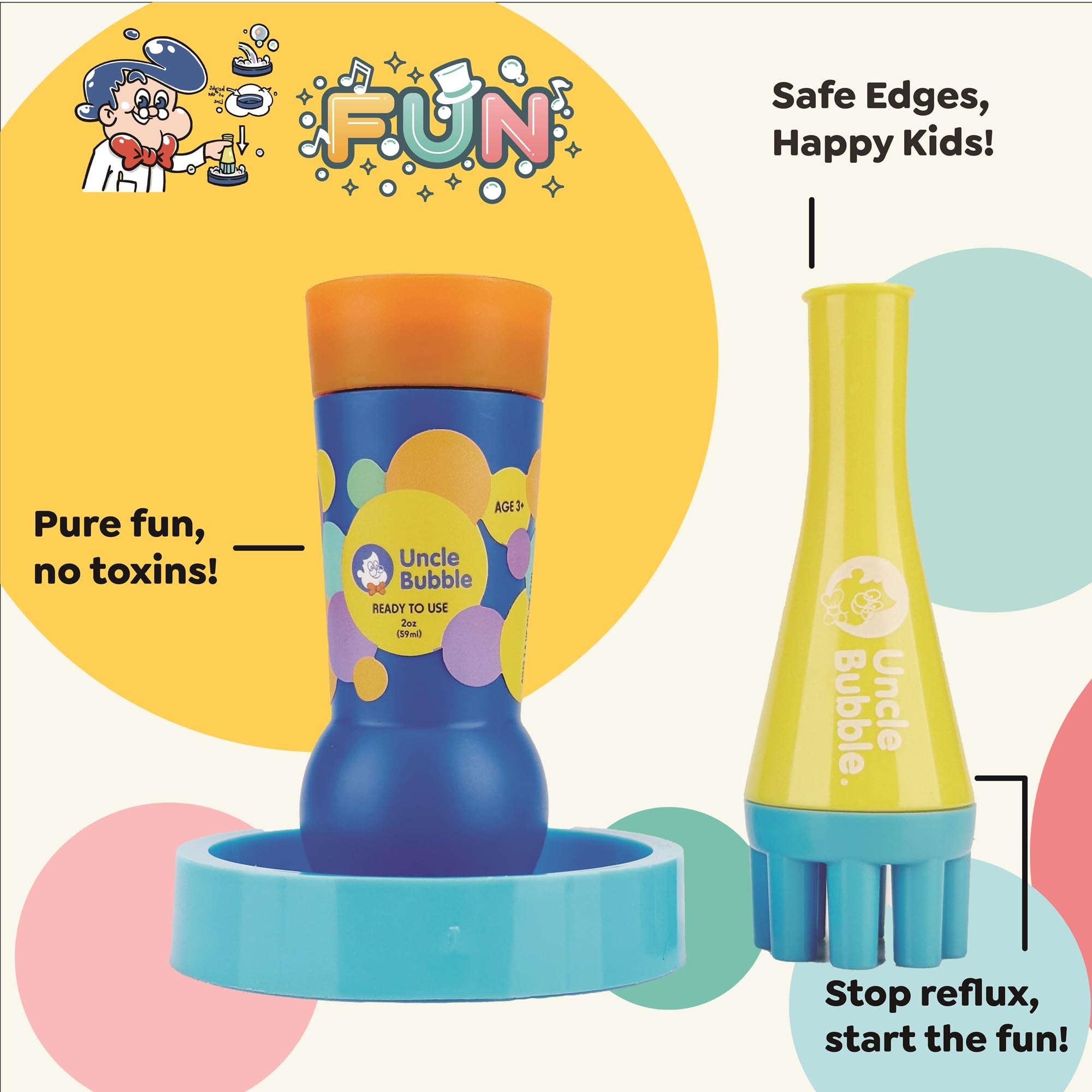 Uncle Bubble Mini Bubble Blower for Kids & Toddlers - Durable Outdoor Bubble Machine Makes Thousands of Bubbles - Perfect for Birthday Parties, Backyard Play & Summer Fun