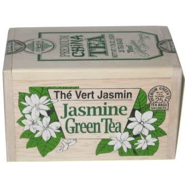 Premium Jasmine Green Tea - 25 Tea Bags in Airtight Wooden Box | Floral Scented Loose Leaf Tea for Relaxation & Wellness | Perfect for Afternoon Tea, Gifts & Aromatherapy