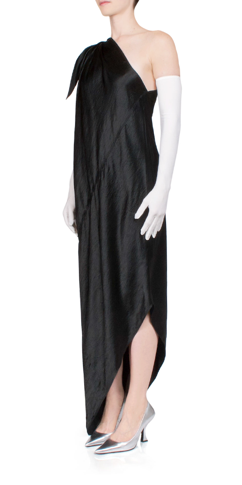 Elegant One Shoulder Satin Midi Dress for Women | Formal Evening Gown | Perfect for Cocktail Parties, Weddings & Special Occasions