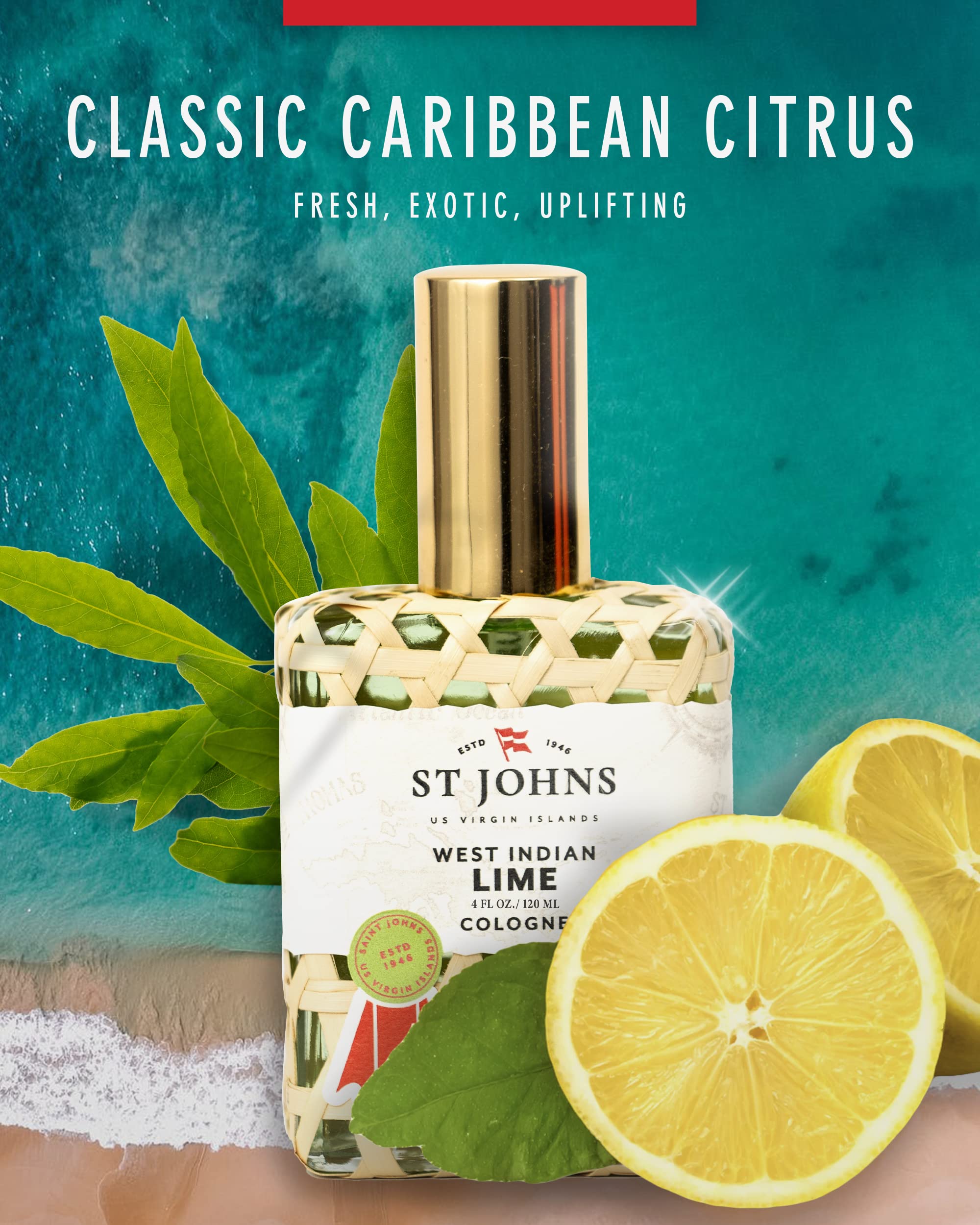 St Johns West Indian Lime Cologne for Men - 4 oz Refreshing Citrus Fragrance Spray | Caribbean-Inspired Cologne for Everyday Wear & Special Occasions