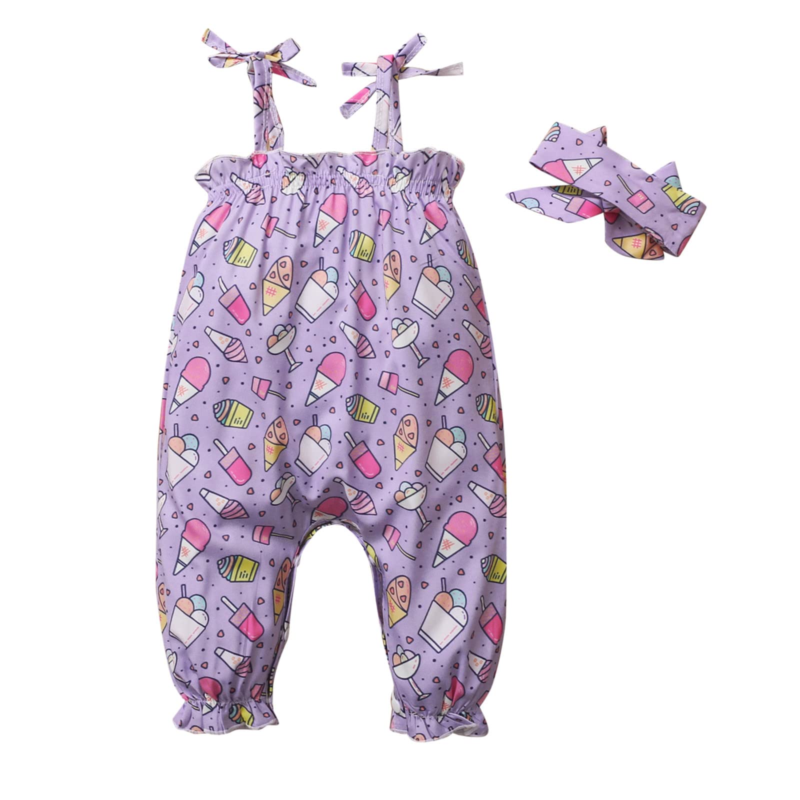 Boys & Girls Summer Romper Jumpsuit - Toddler Strawberry Print Cotton Sleeveless Outfit with Hairband | Playtime, Beachwear & Casual Wear