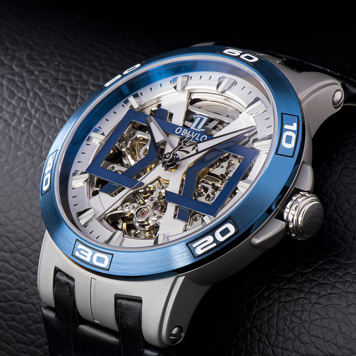 Men's Automatic Skeleton Watch - Waterproof Leather Strap for Sports & Daily Wear