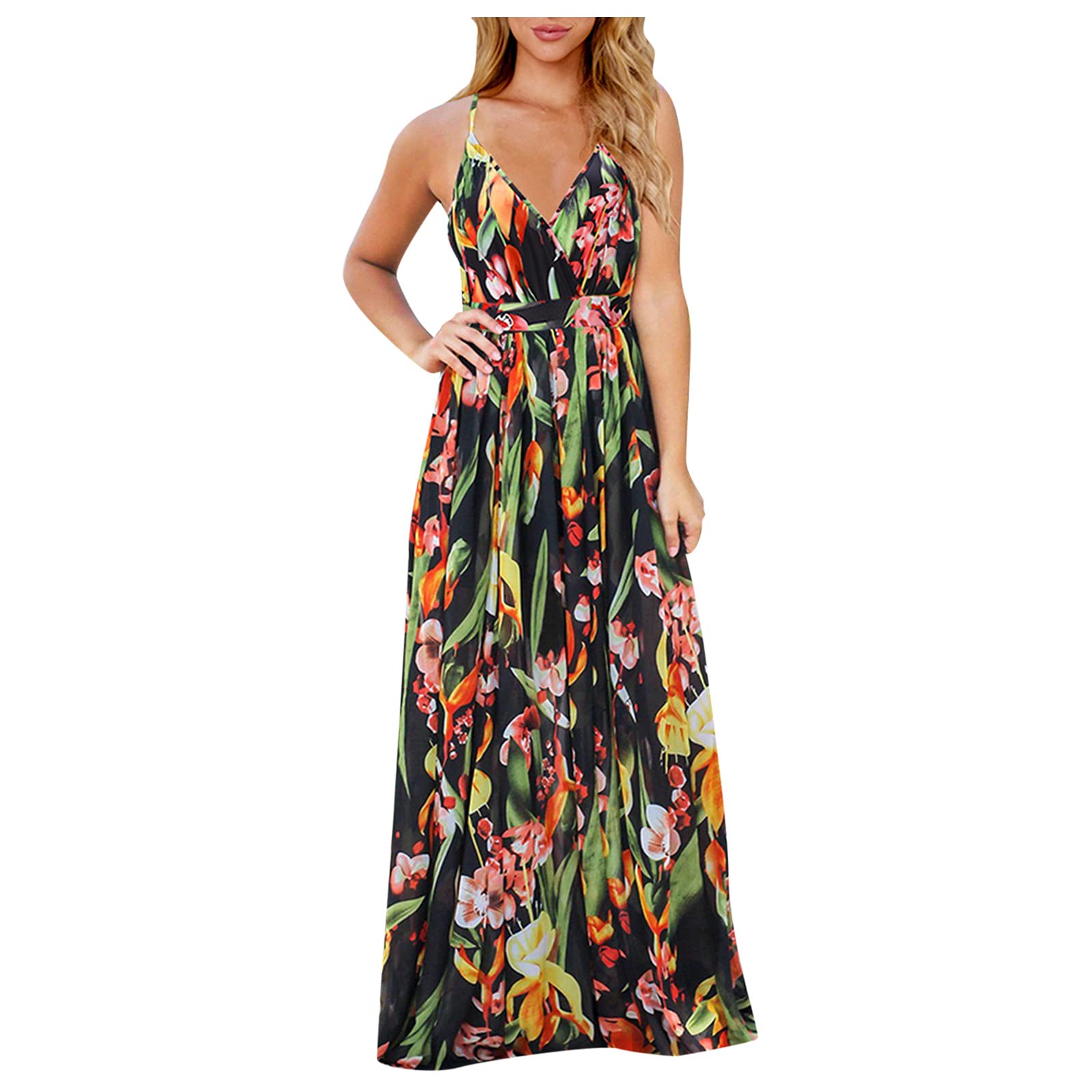Sexy Long Backless Party Maxi Floral Sundress - Boho Beach Evening Dress for Women | Perfect for Summer Vacations, Weddings & Night Out