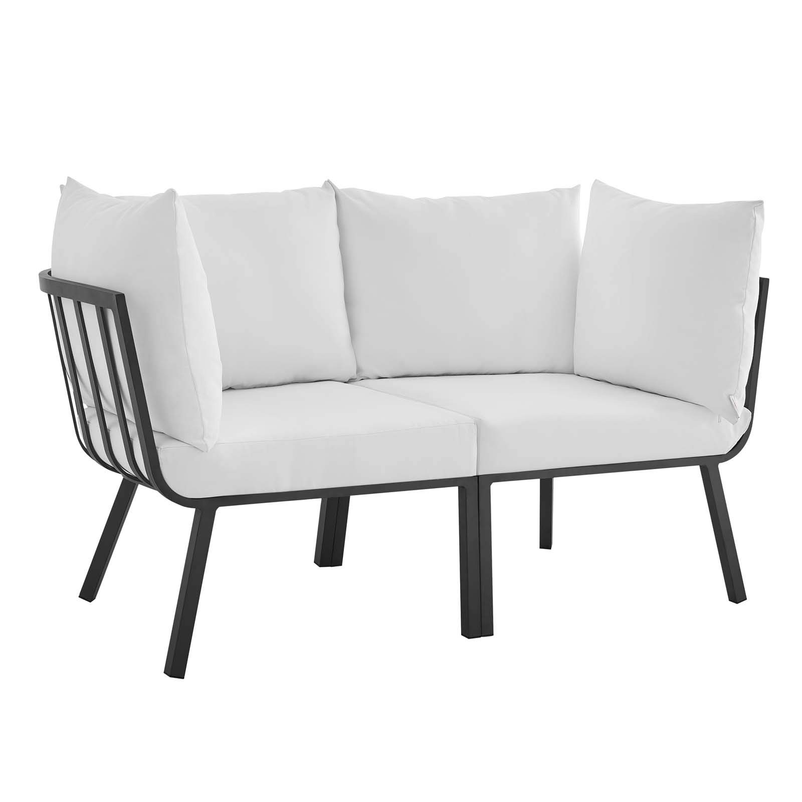 Modway Riverside Outdoor Patio Furniture Set - 2-Piece Gray & White Wicker Sofa for Garden, Poolside, Deck or Backyard Relaxation