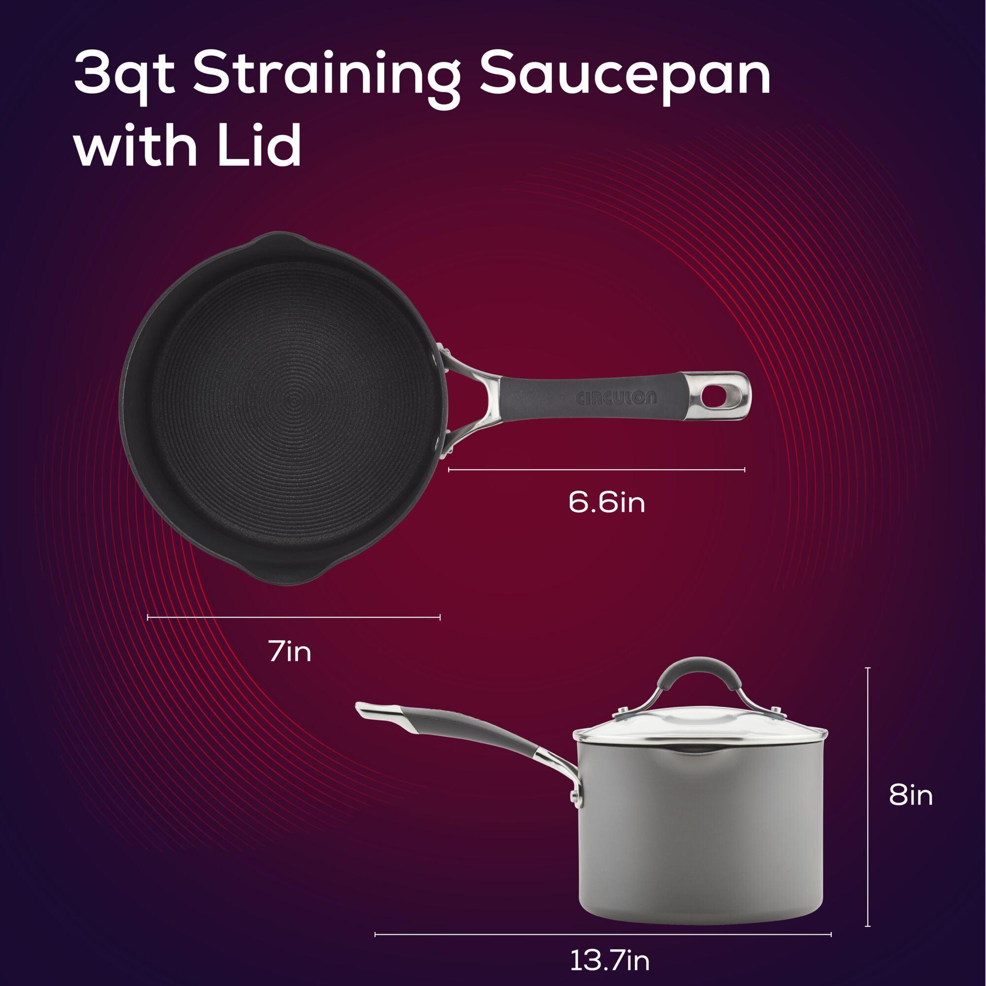 3 Quart Nonstick Straining Saucepan with Lid - Pasta Pot with Pour Spout & Colander - Perfect for Cooking Pasta, Soup, and Sauces - Dishwasher Safe & Oven Safe Up to 500°F
