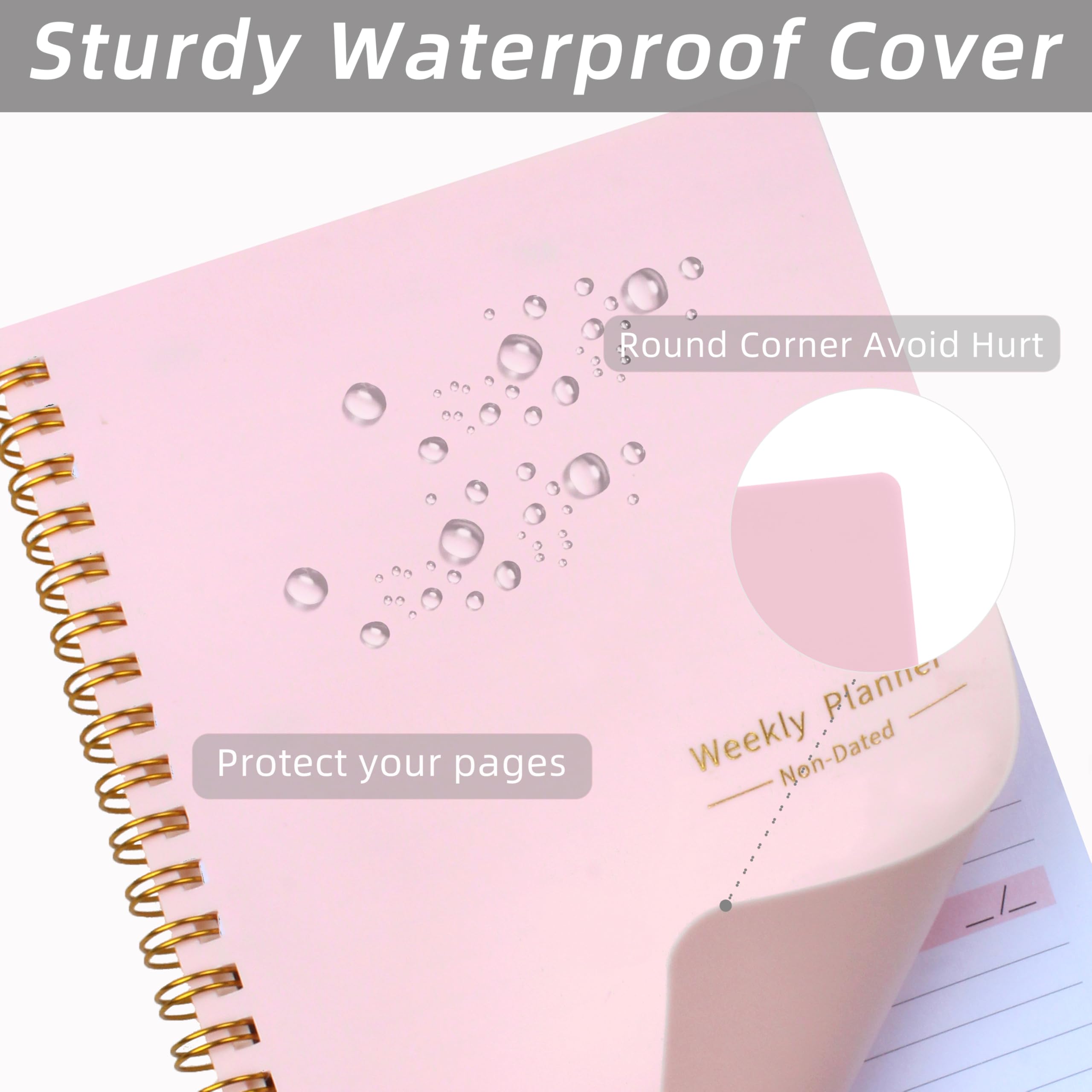 Undated Weekly Planner Notebook - A5 Spiral Organizer with Habit Tracker for Productivity & Goal Setting