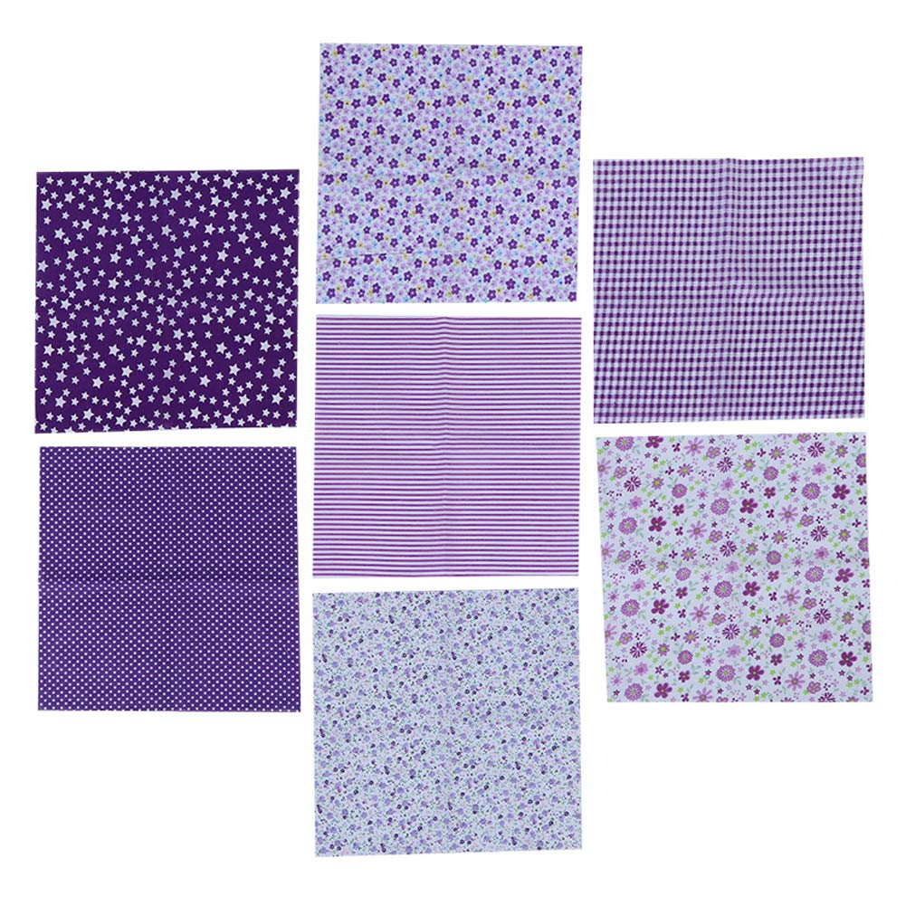 7Pcs 50x50cm Purple Floral Cotton Fabric Squares - Premium DIY Craft Sewing Material for Quilting, Scrapbooking & Home Decor Projects - Soft Home Textile for Handmade Gifts & Patchwork