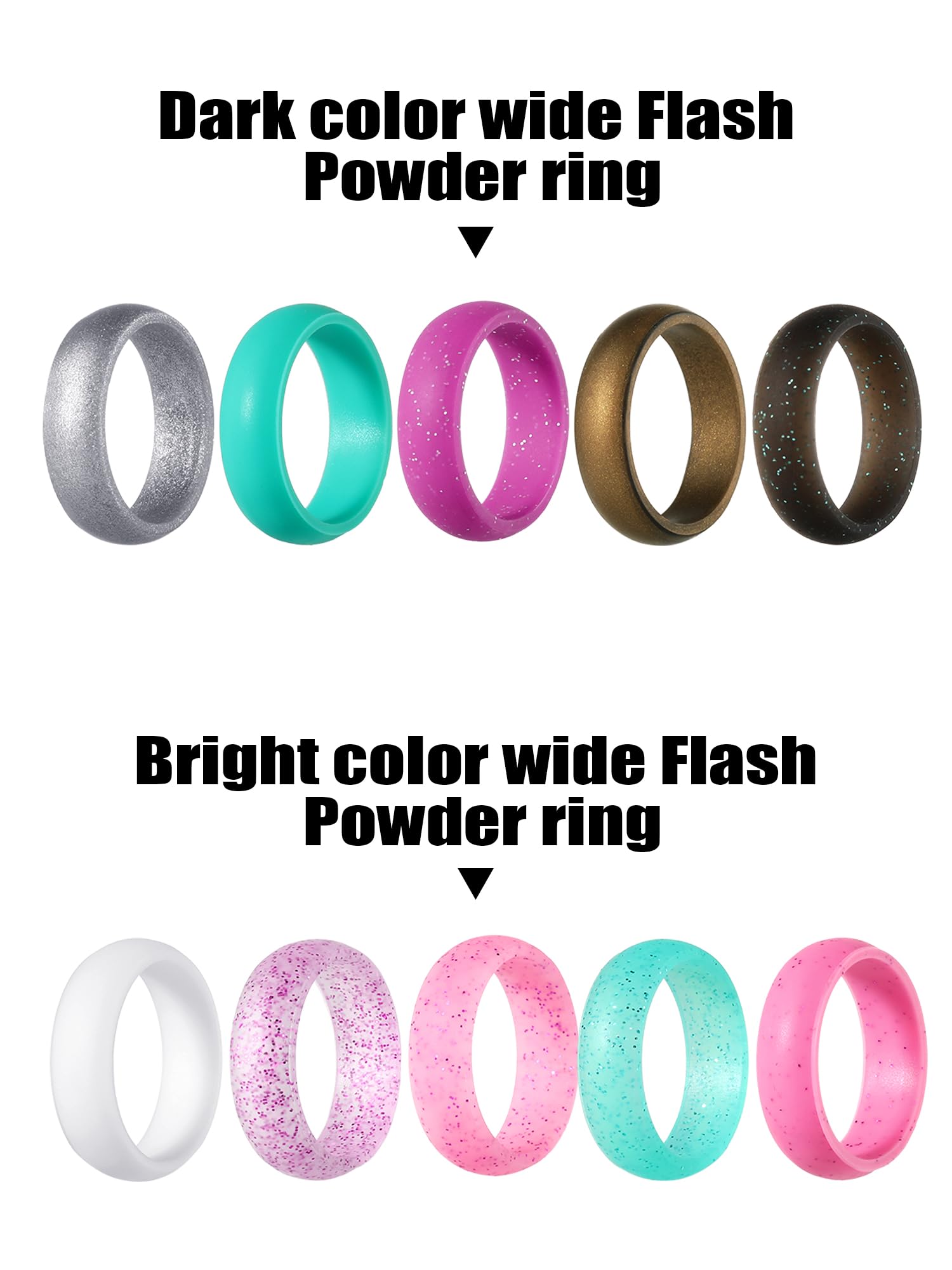 Hicarer 20-Pack Thin Stackable Silicone Wedding Rings for Women - Glitter Rubber Bands for Wedding, Sports & Active Lifestyle - Perfect for Gym, Swimming, Travel & Everyday Wear