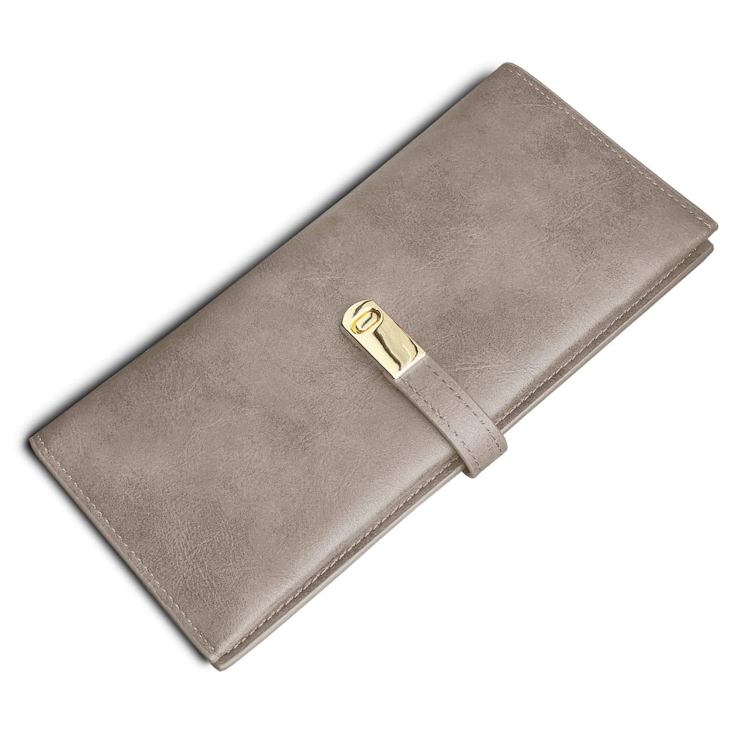 Slim RFID Leather Wallet for Women - Ultra Thin Bifold Billfold with Magnetic Closure, Large Card Holder & Coin Pocket (Grey) | Perfect for Everyday Use, Travel, and Minimalist Lifestyle