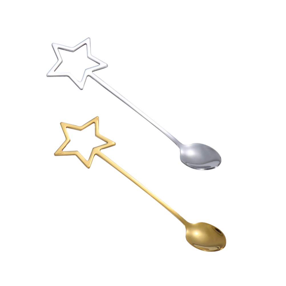 HEMOTON 2-Piece Stainless Steel Kitchen Spoon Set - Dessert, Tea, Coffee, Juice, Cocktail, Sugar, Ice Cream & Milkshake Stirring Utensils - Perfect for Home Bars, Cafés & Baking